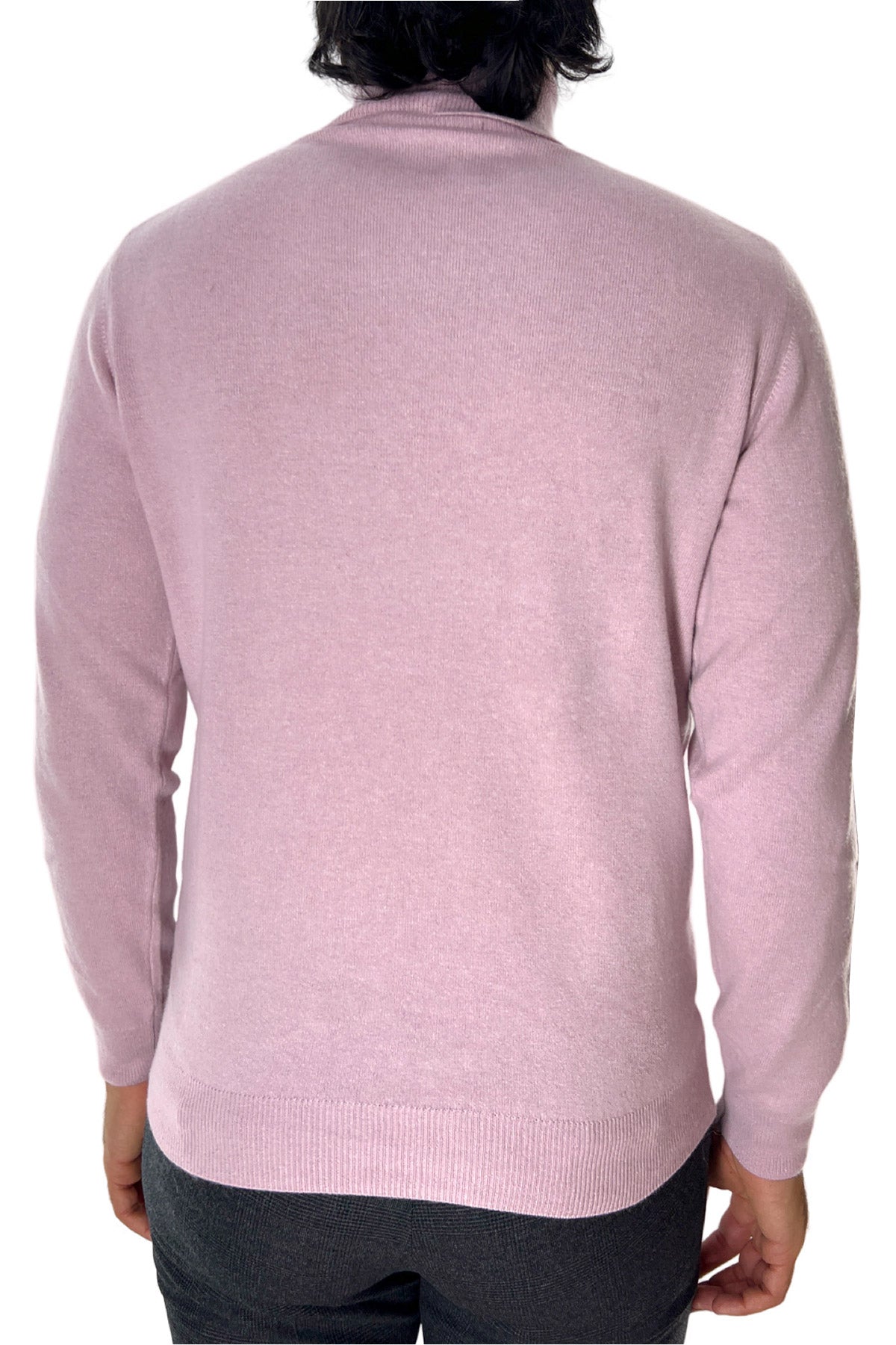 Maglione uomo Collo Alto rosa in misto cashmere slim fit made in italy