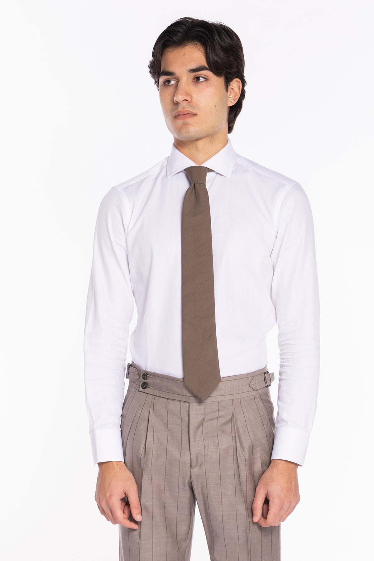 Cravatta uomo fango  in 100% cotone holland e sherry