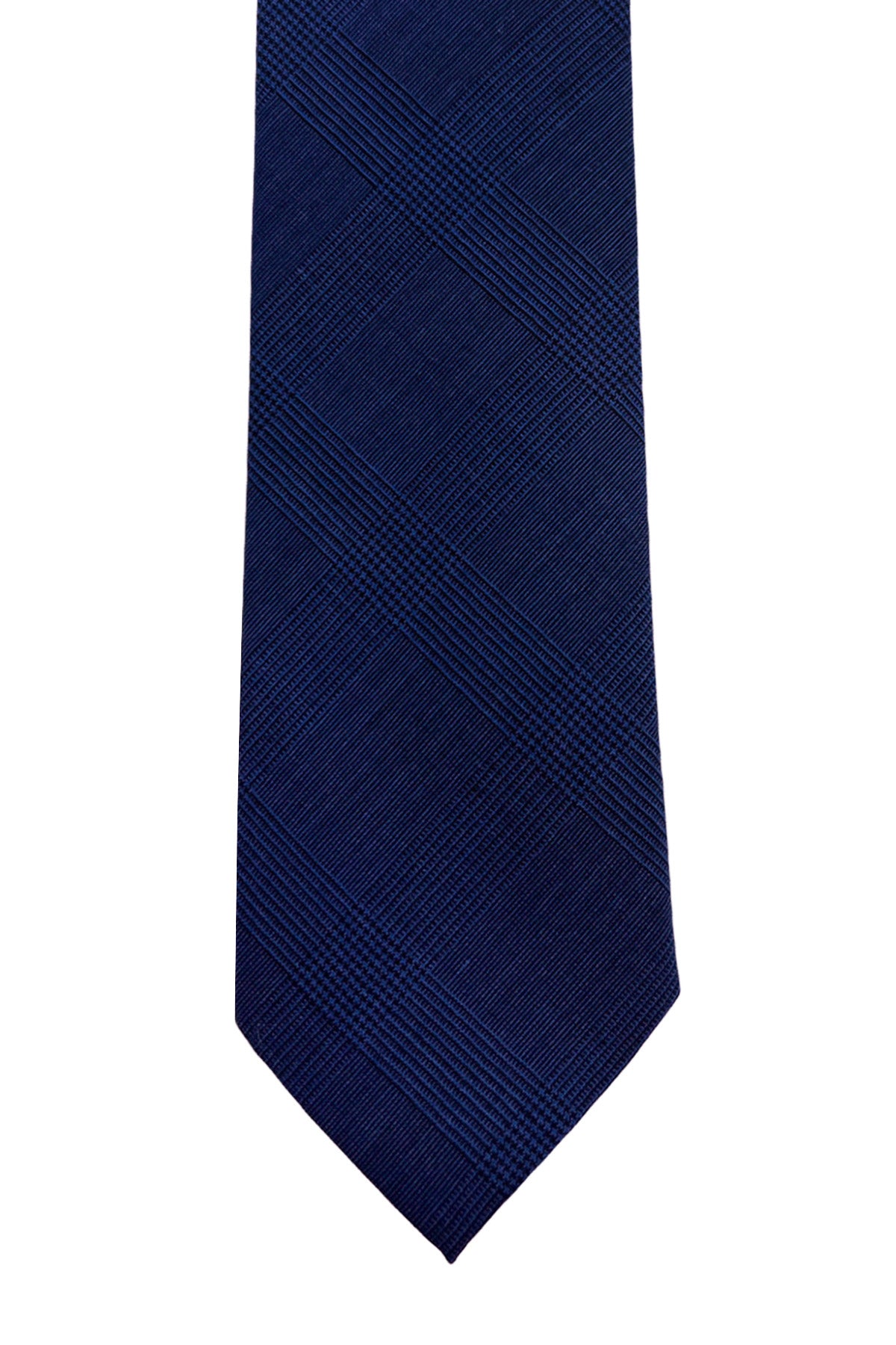 Cravatta uomo royal blu fantasia principe di galles holland e sherry in fresco lana
