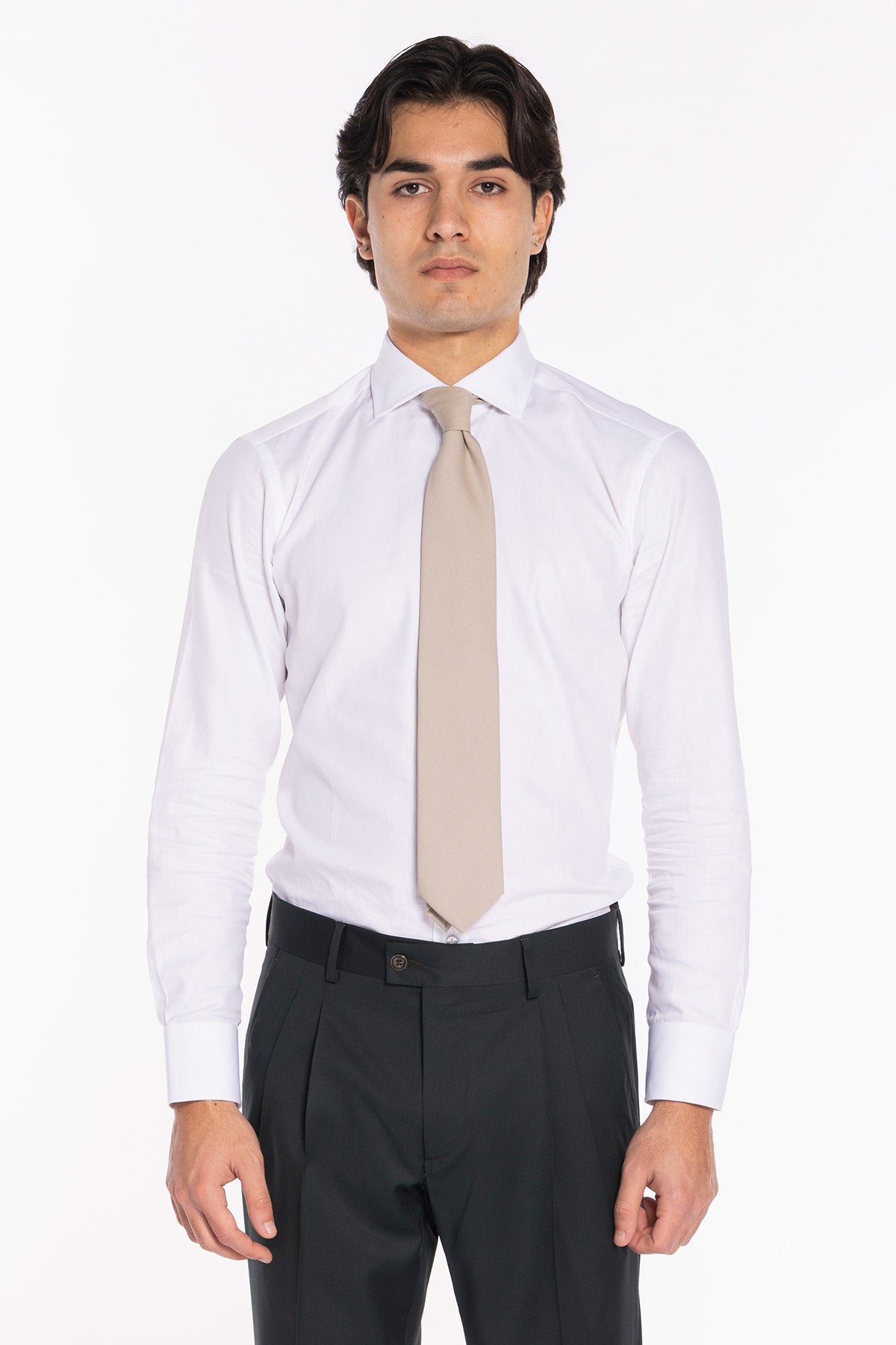 Cravatta uomo beige in 100% cotone holland e sherry