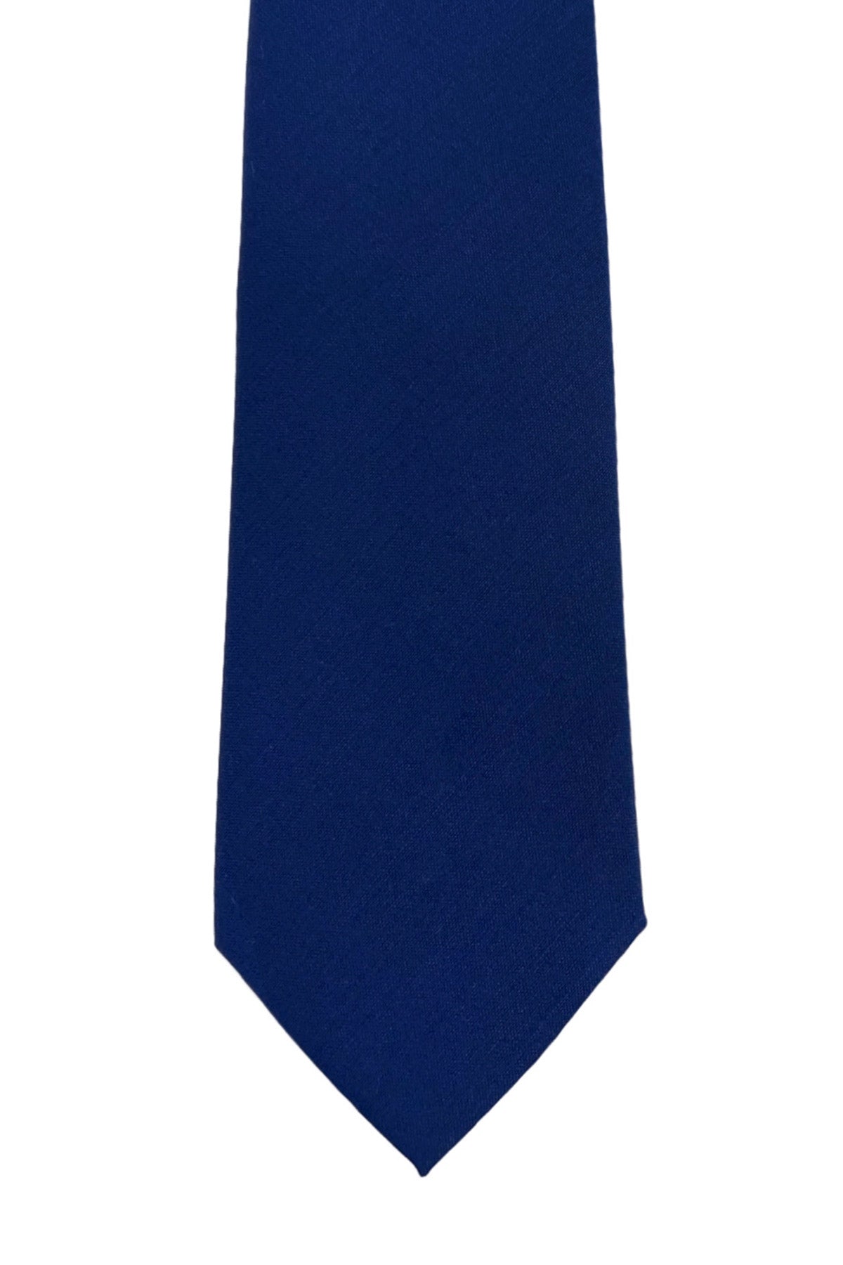 Cravatta uomo royal blu tinta unita in misto fresco lana