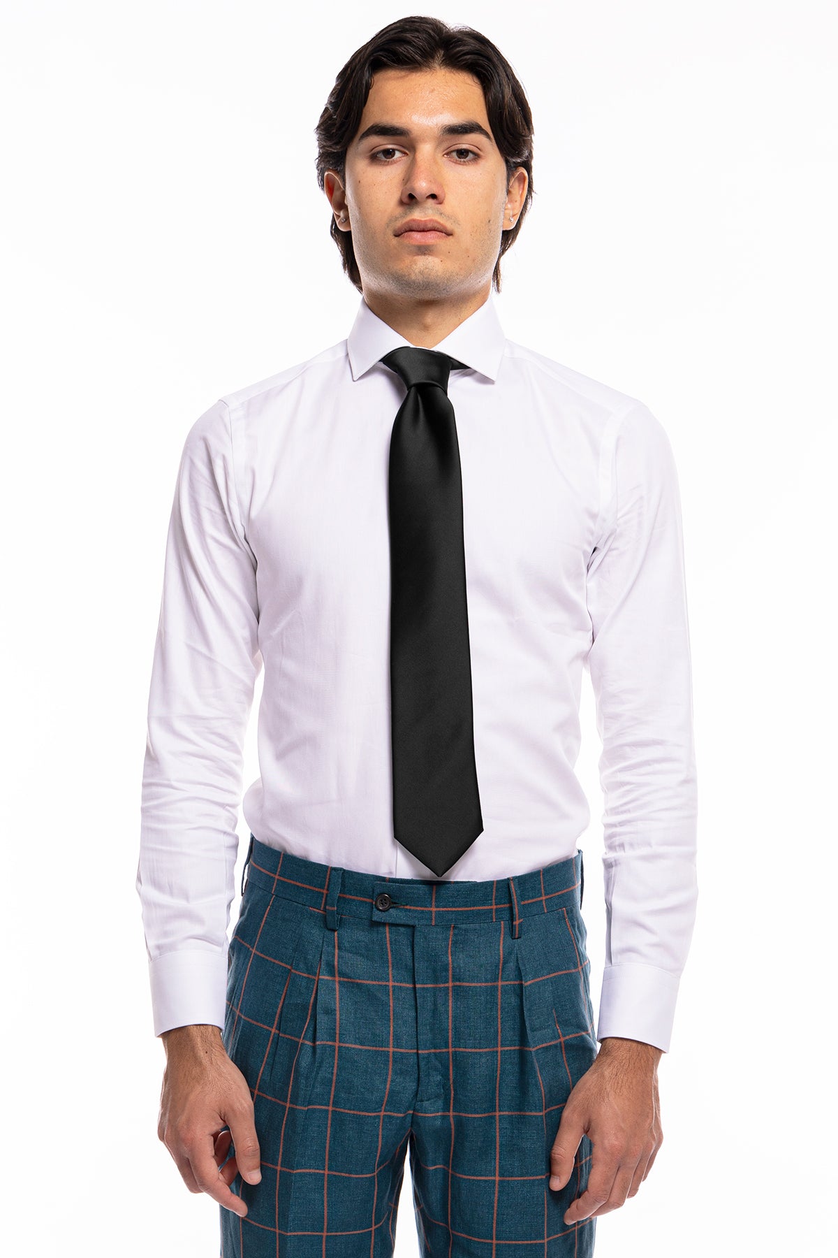 Cravatta uomo 100% seta tinta unita larghezza 8cm made in italy