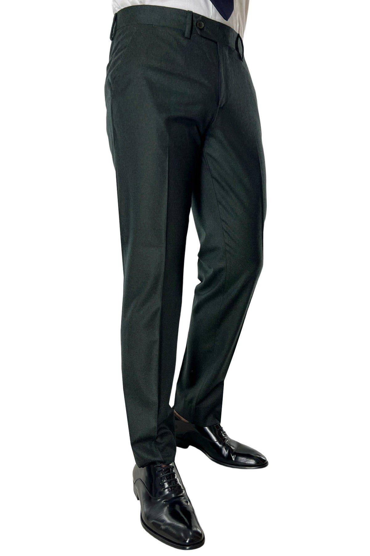 Pantalone uomo verde in lana 100% Vitale Barberis Canonico tasca america orlo a mano