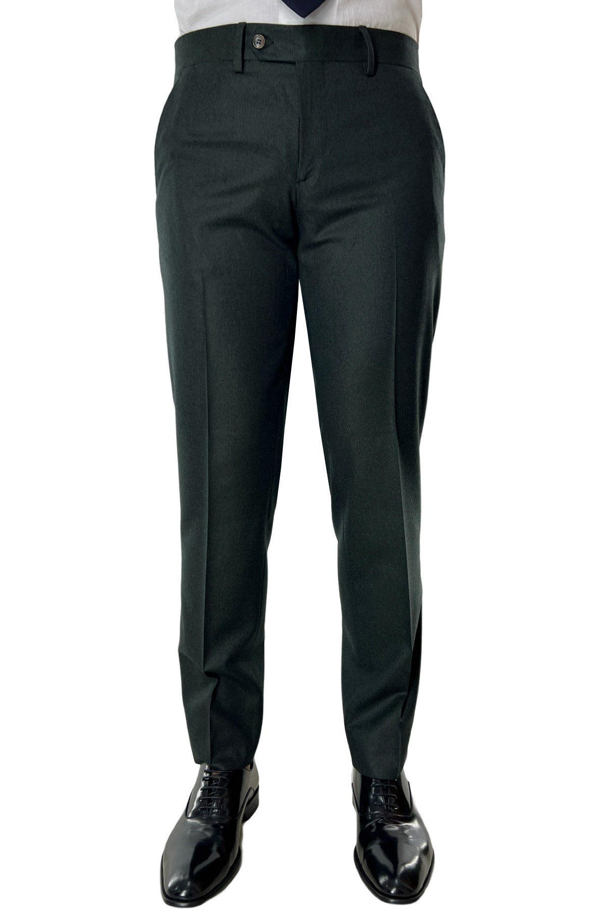 Pantalone uomo verde in lana 100% Vitale Barberis Canonico tasca america orlo a mano