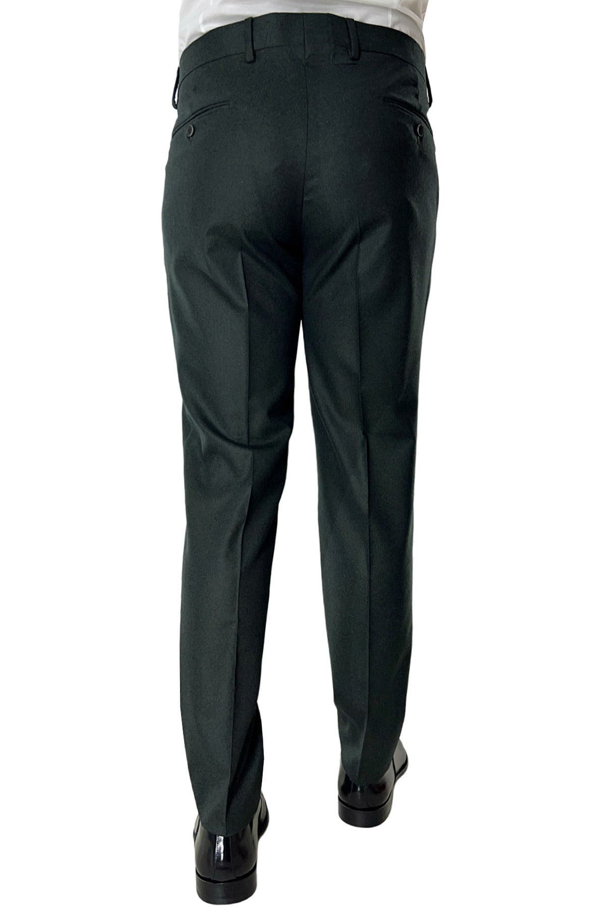 Pantalone uomo verde in lana 100% Vitale Barberis Canonico tasca america orlo a mano