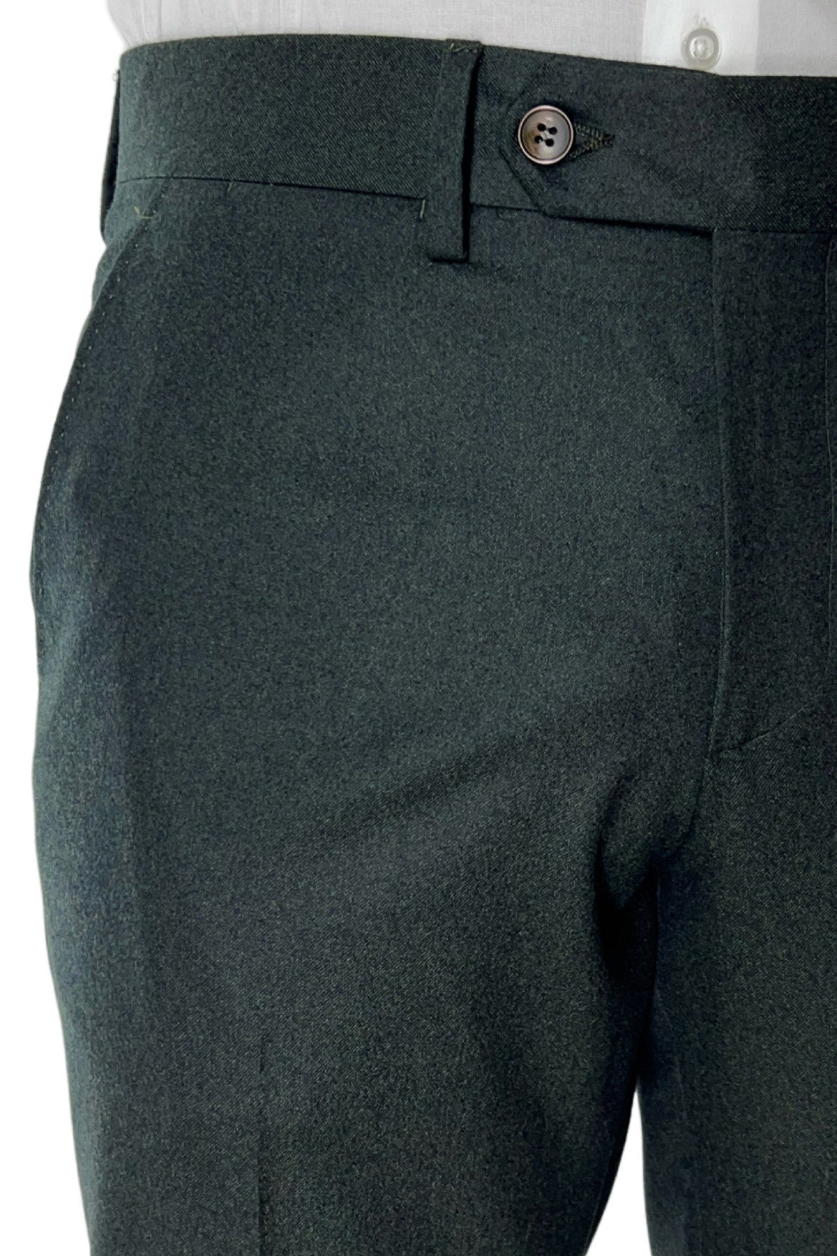 Pantalone uomo verde in lana 100% Vitale Barberis Canonico tasca america orlo a mano
