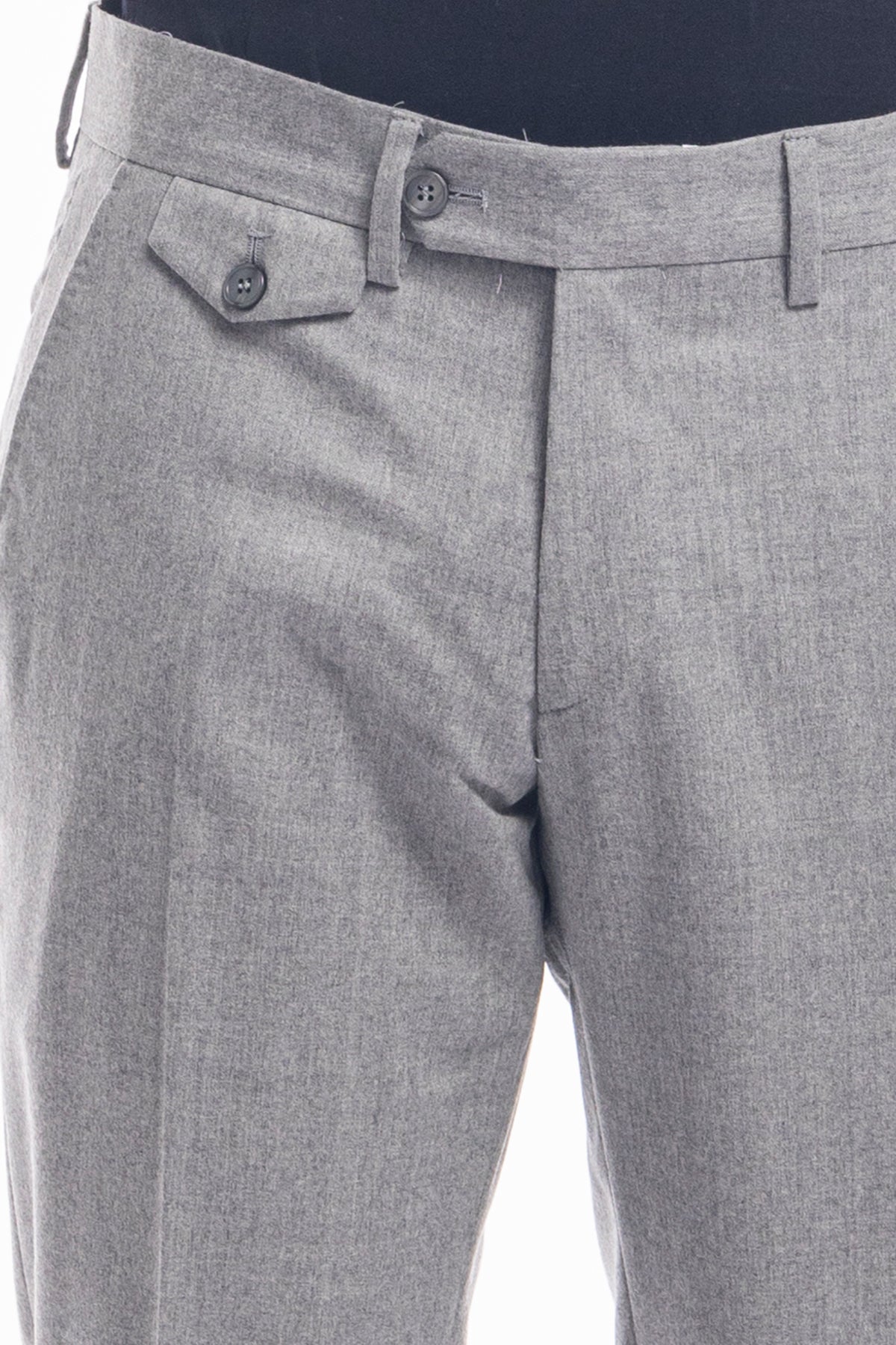 Pantalone uomo grigio chiaro in lana 100% Vitale Barberis Canonico tasca america risvolto 5cm