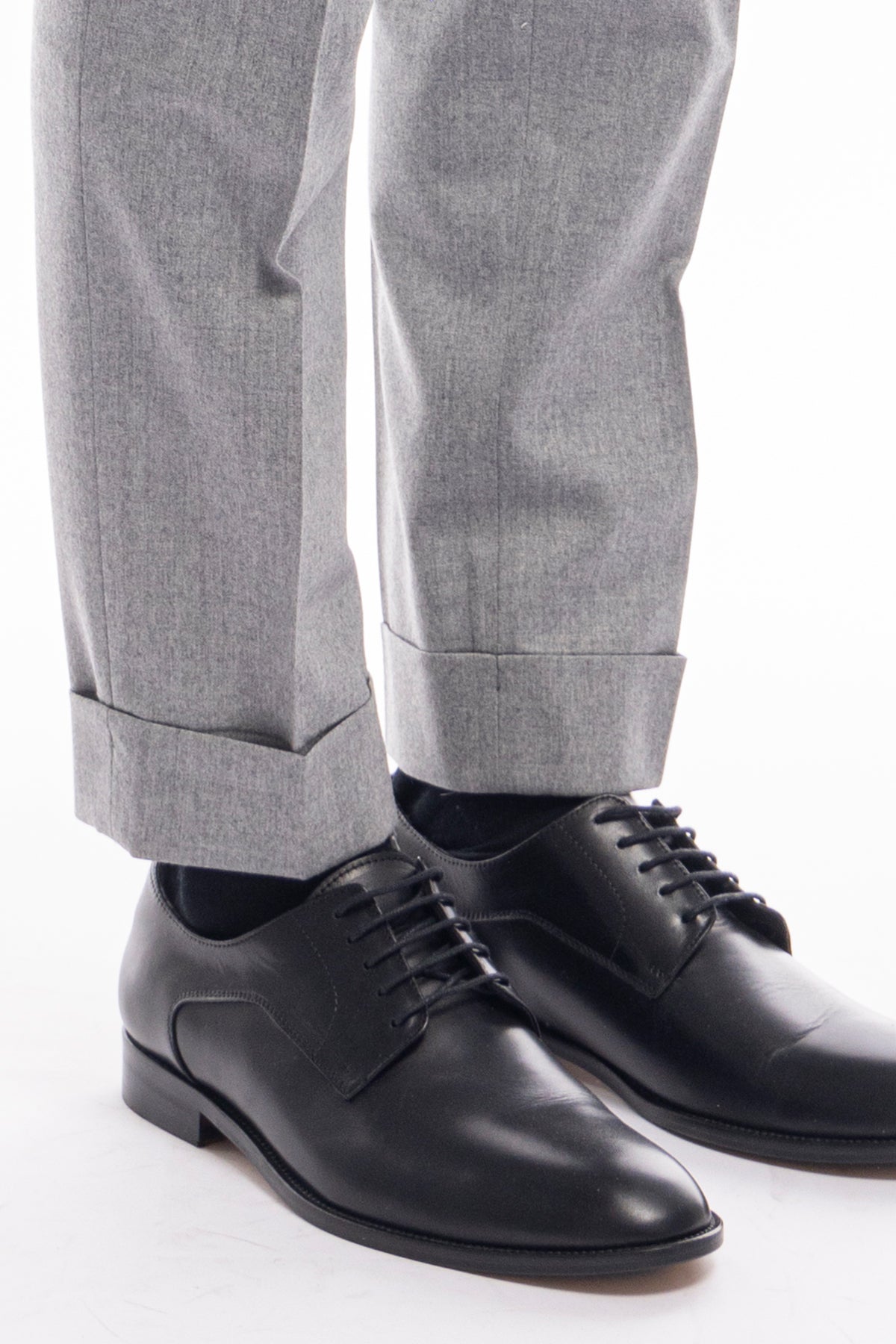 Pantalone uomo grigio chiaro in lana 100% Vitale Barberis Canonico tasca america risvolto 5cm
