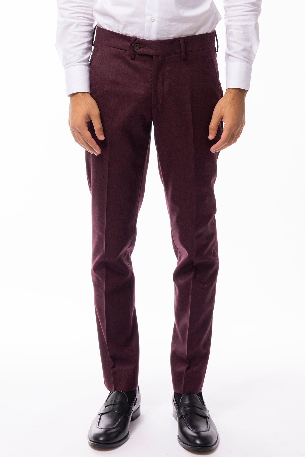 Pantalone uomo bordeaux in lana Holland & Sherry tasca america orlo a mano