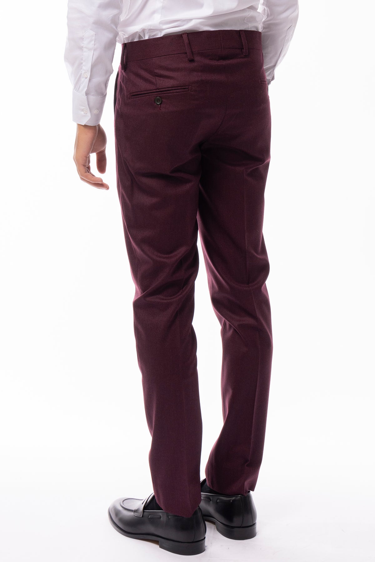 Pantalone uomo bordeaux in lana Holland & Sherry tasca america orlo a mano