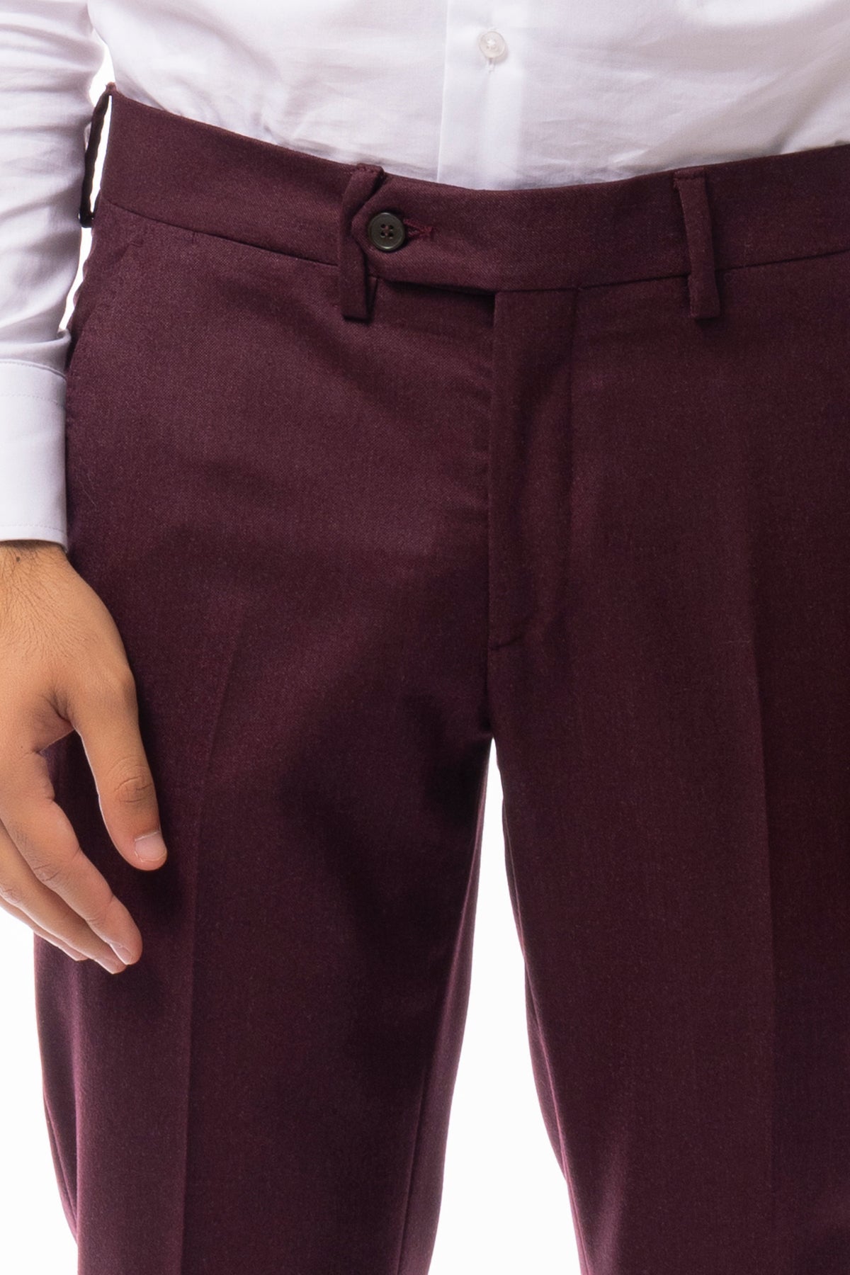 Pantalone uomo bordeaux in lana Holland & Sherry tasca america orlo a mano