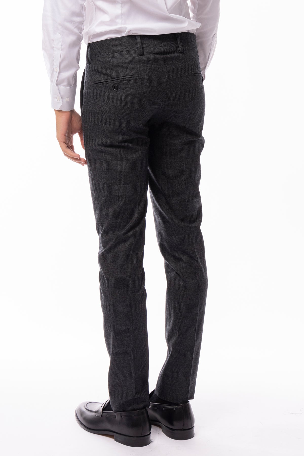 Pantalone uomo fantasia galles grigio in lana Holland & Sherry tasca america orlo a mano