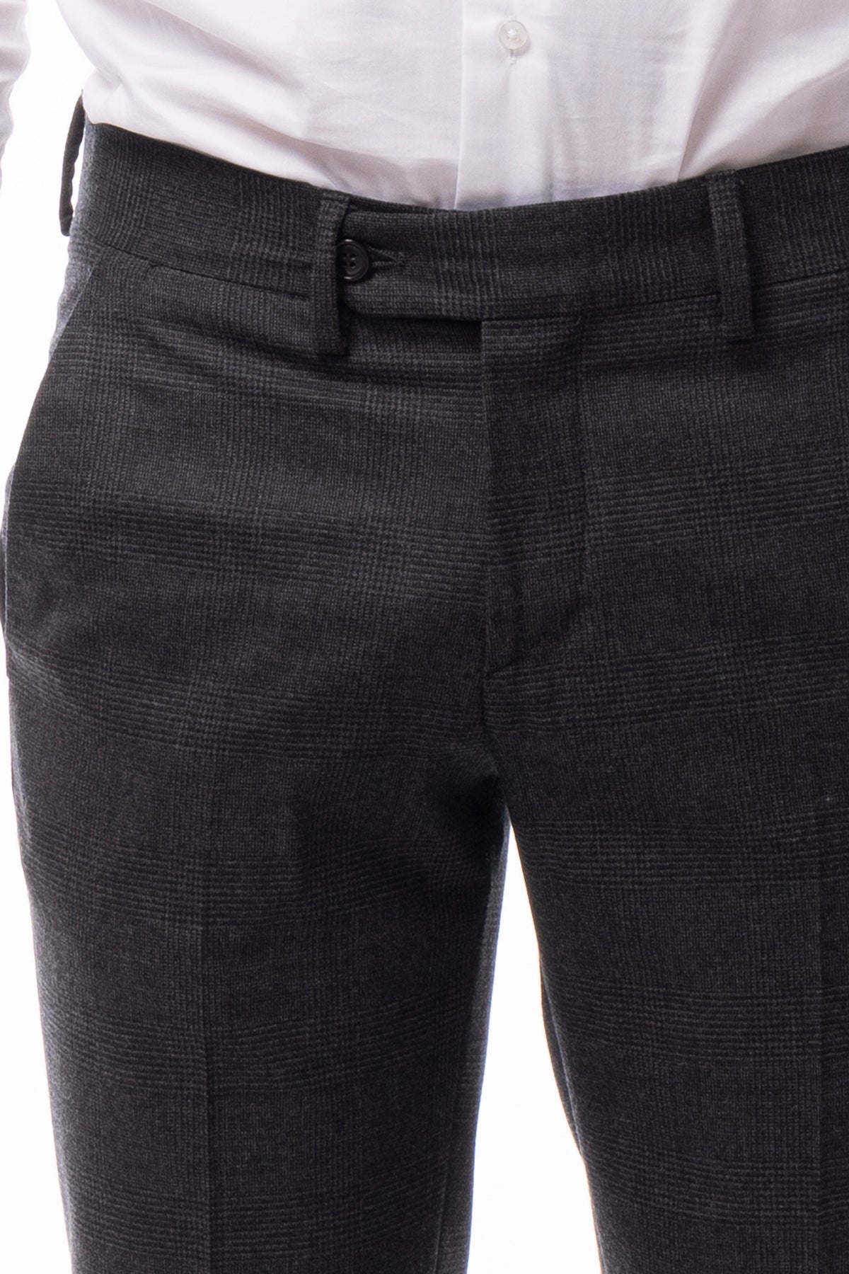 Pantalone uomo fantasia galles grigio in lana Holland & Sherry tasca america orlo a mano