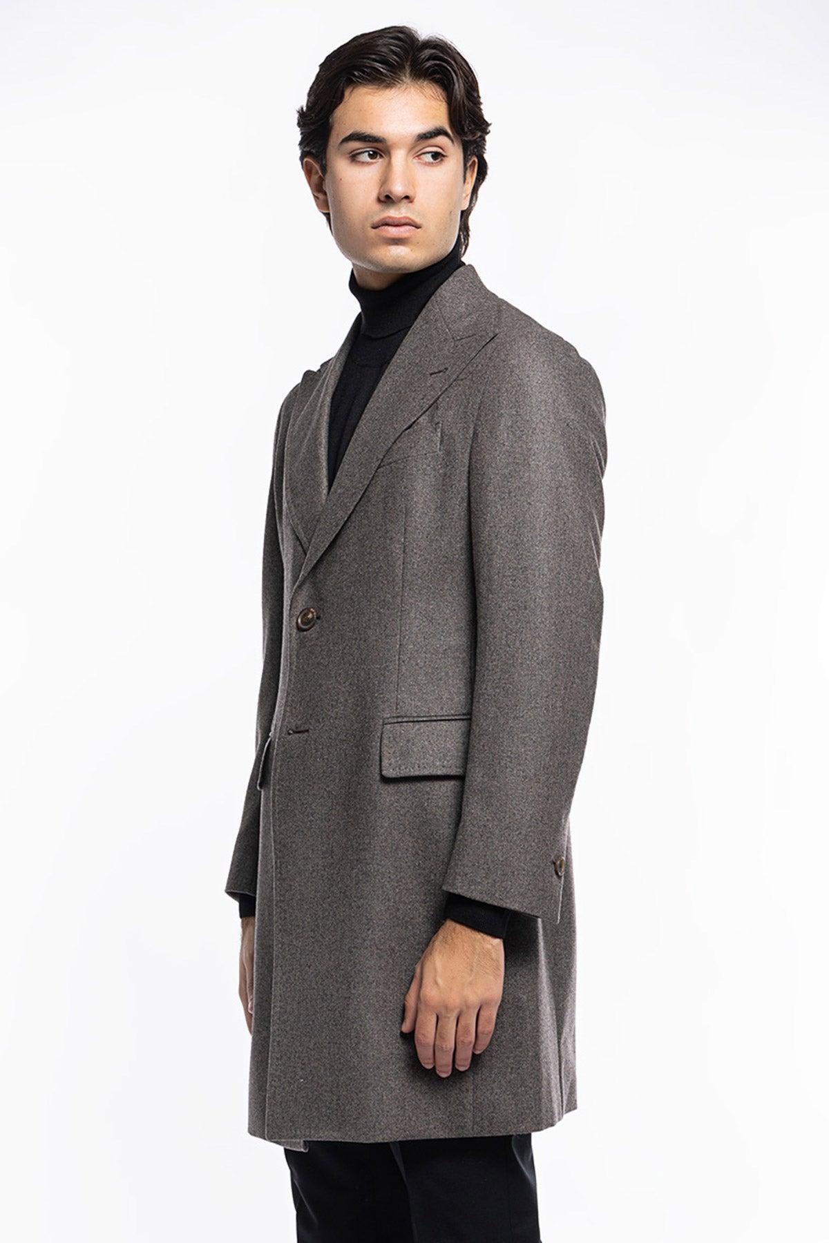 Cappotto uomo grigio monopetto in lana Vitale Barberis Canonico rever largo