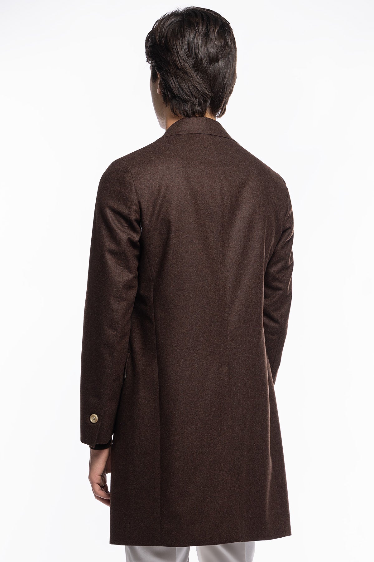 Cappotto uomo marrone monopetto in lana Vitale Barberis Canonico rever largo