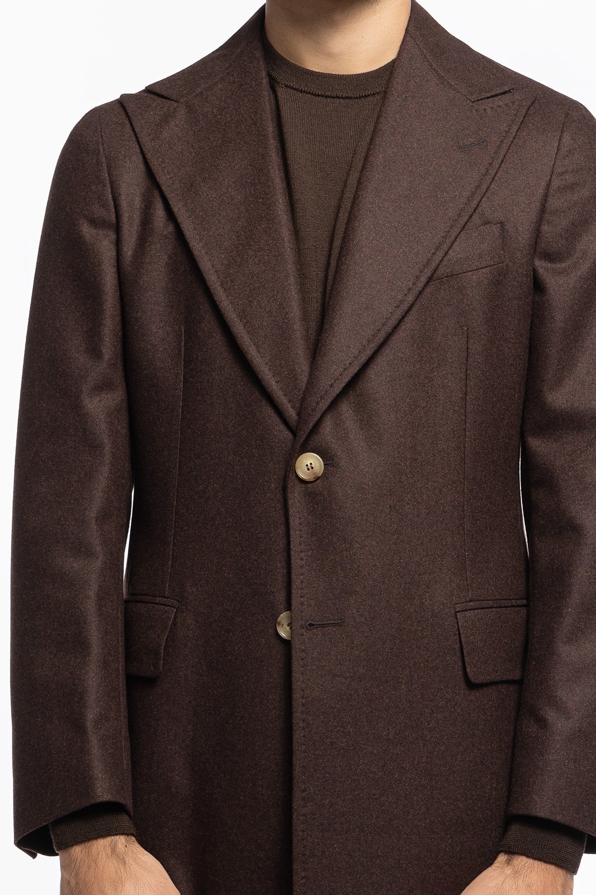 Cappotto uomo marrone monopetto in lana Vitale Barberis Canonico rever largo
