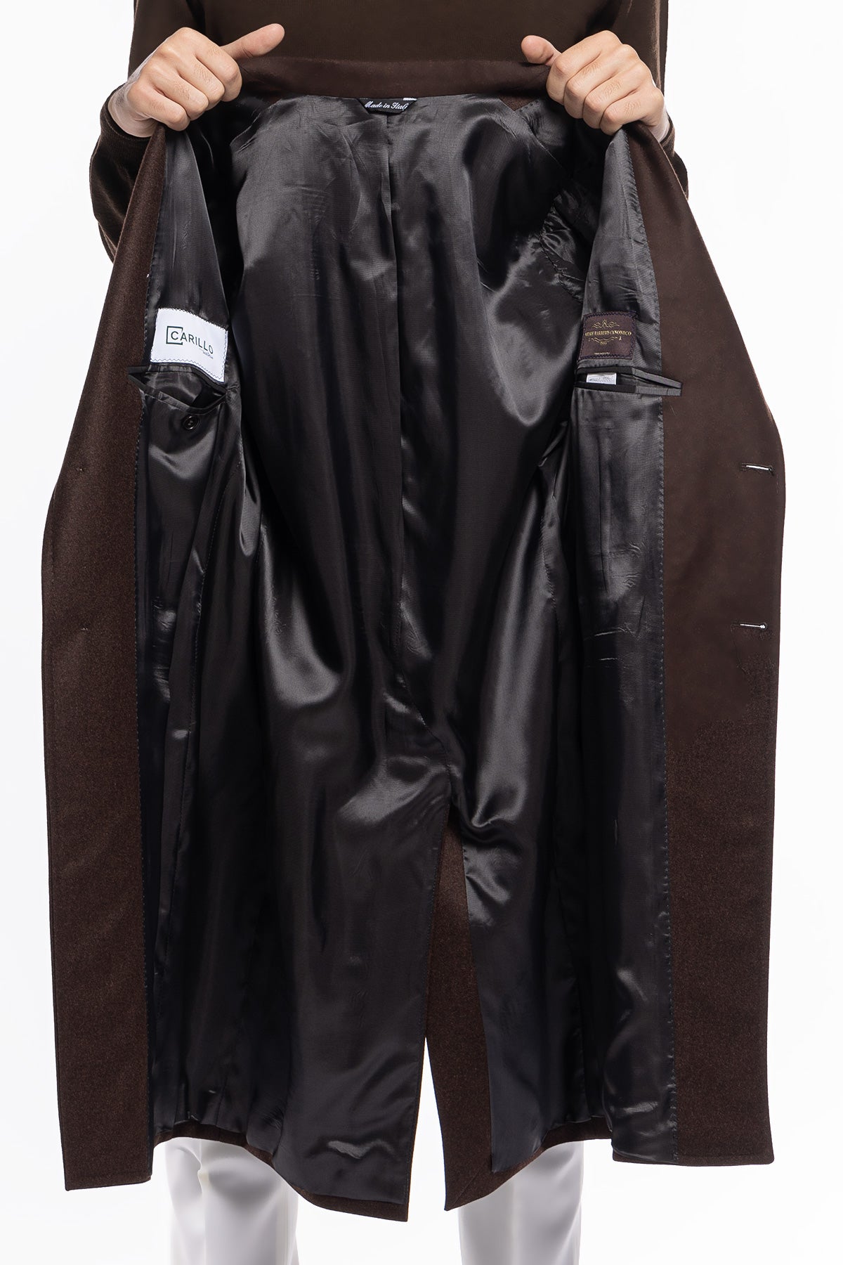 Cappotto uomo marrone monopetto in lana Vitale Barberis Canonico rever largo