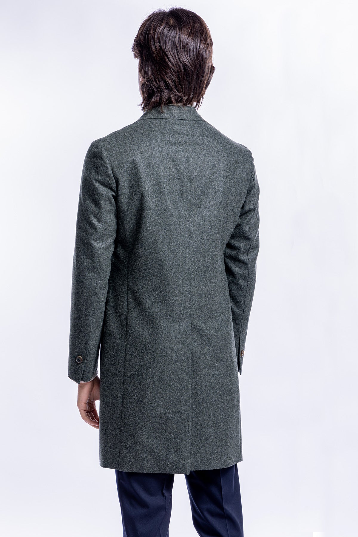 Cappotto uomo verde monopetto in lana Vitale Barberis Canonico rever largo