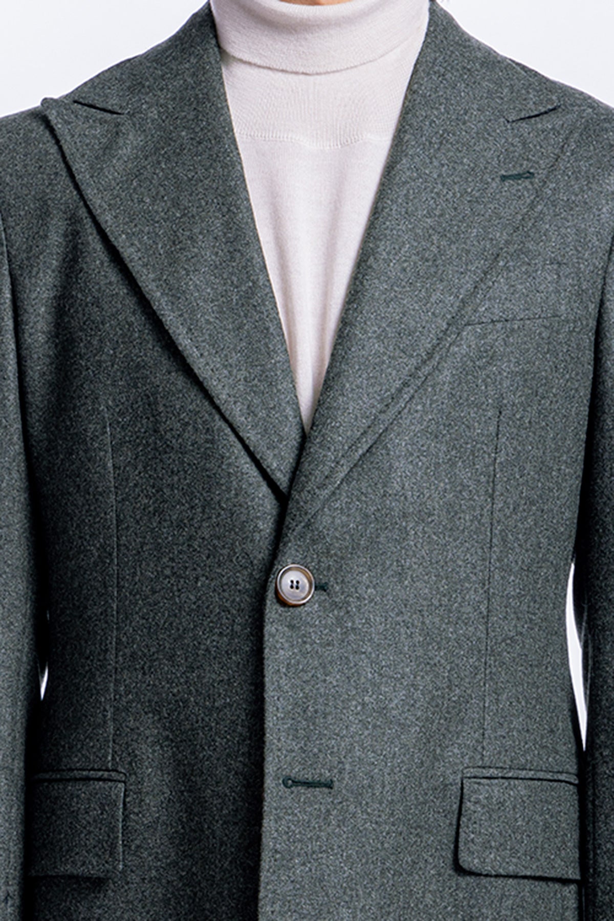 Cappotto uomo verde monopetto in lana Vitale Barberis Canonico rever largo