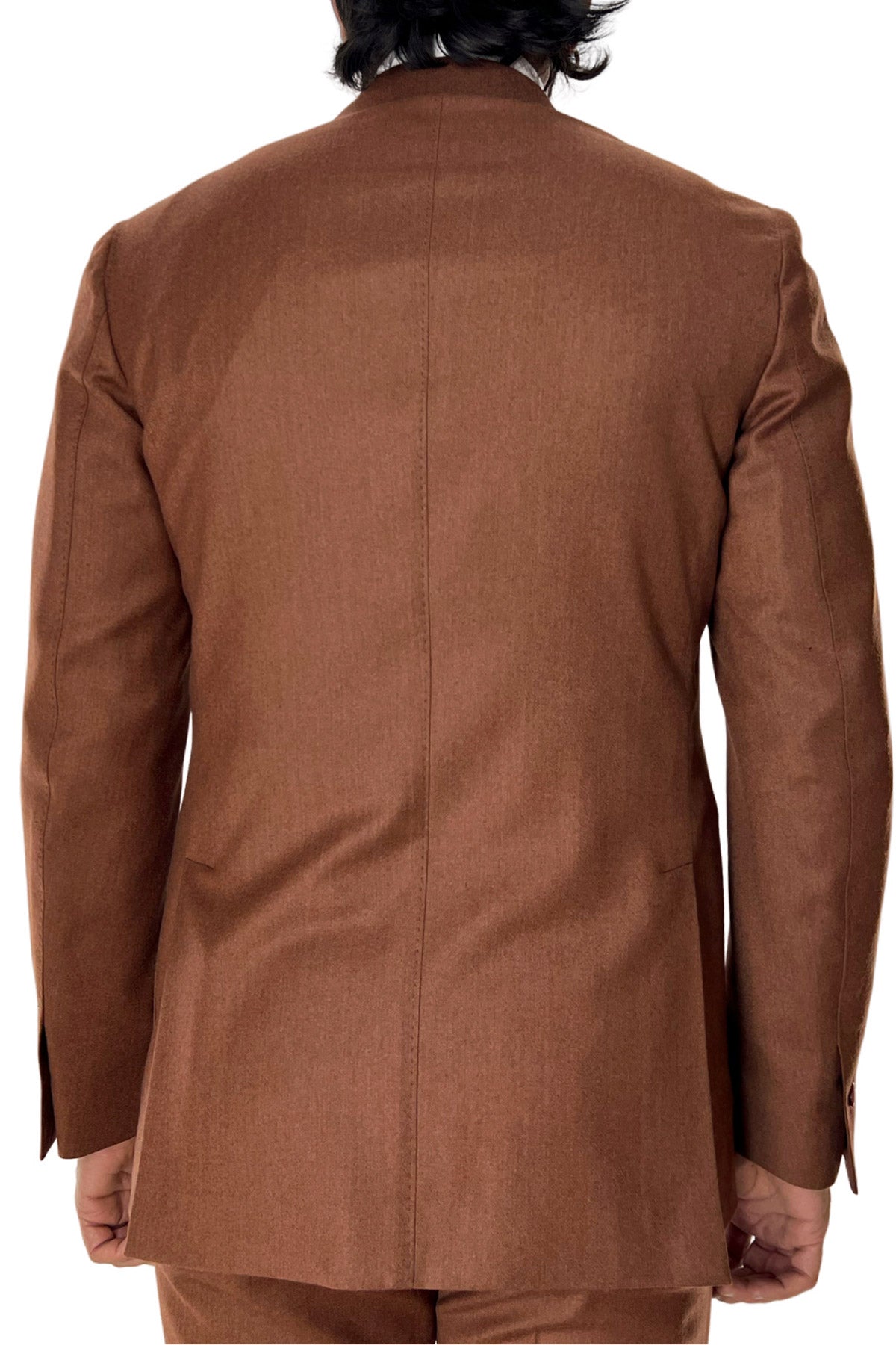 Giacca uomo monopetto coccio in lana tinta unita sartoriale slim fit rever largo
