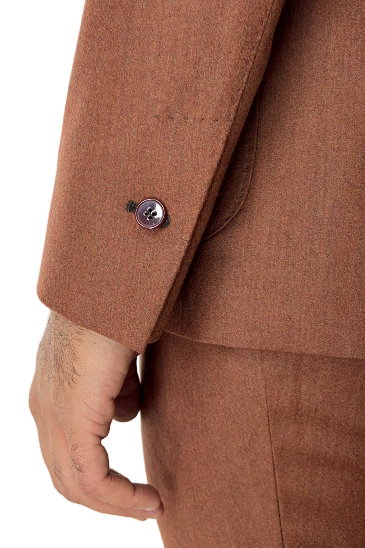 Giacca uomo monopetto coccio in lana tinta unita sartoriale slim fit rever largo