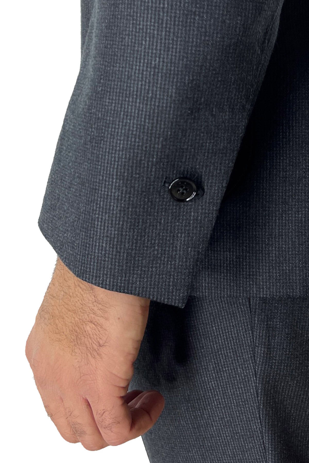 Giacca uomo monopetto grigia fantasia pied de poule in lana sartoriale slim fit rever largo