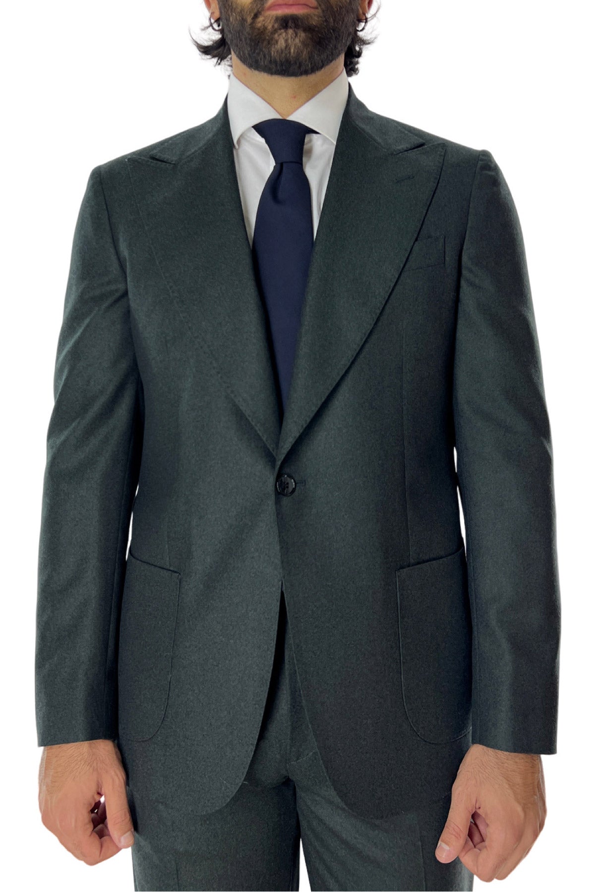 Giacca uomo monopetto verde in lana Vitale Barberis Canonico slim fit rever largo sartoriale