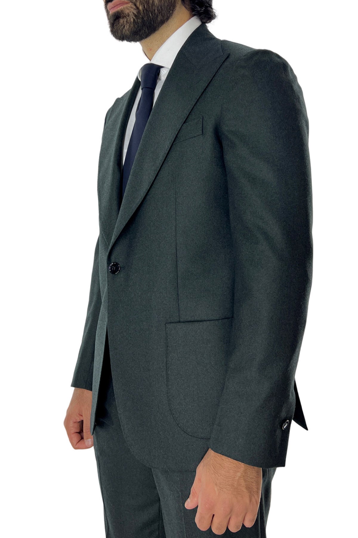 Giacca uomo monopetto verde in lana Vitale Barberis Canonico slim fit rever largo sartoriale
