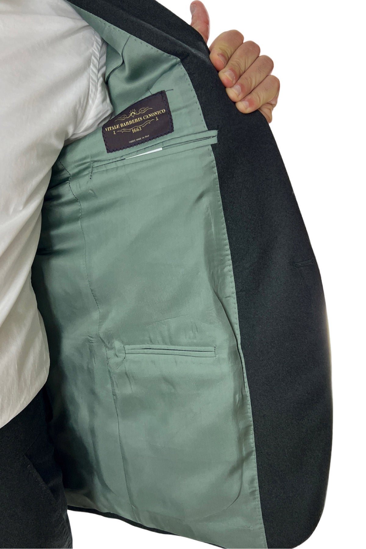 Giacca uomo monopetto verde in lana Vitale Barberis Canonico slim fit rever largo sartoriale