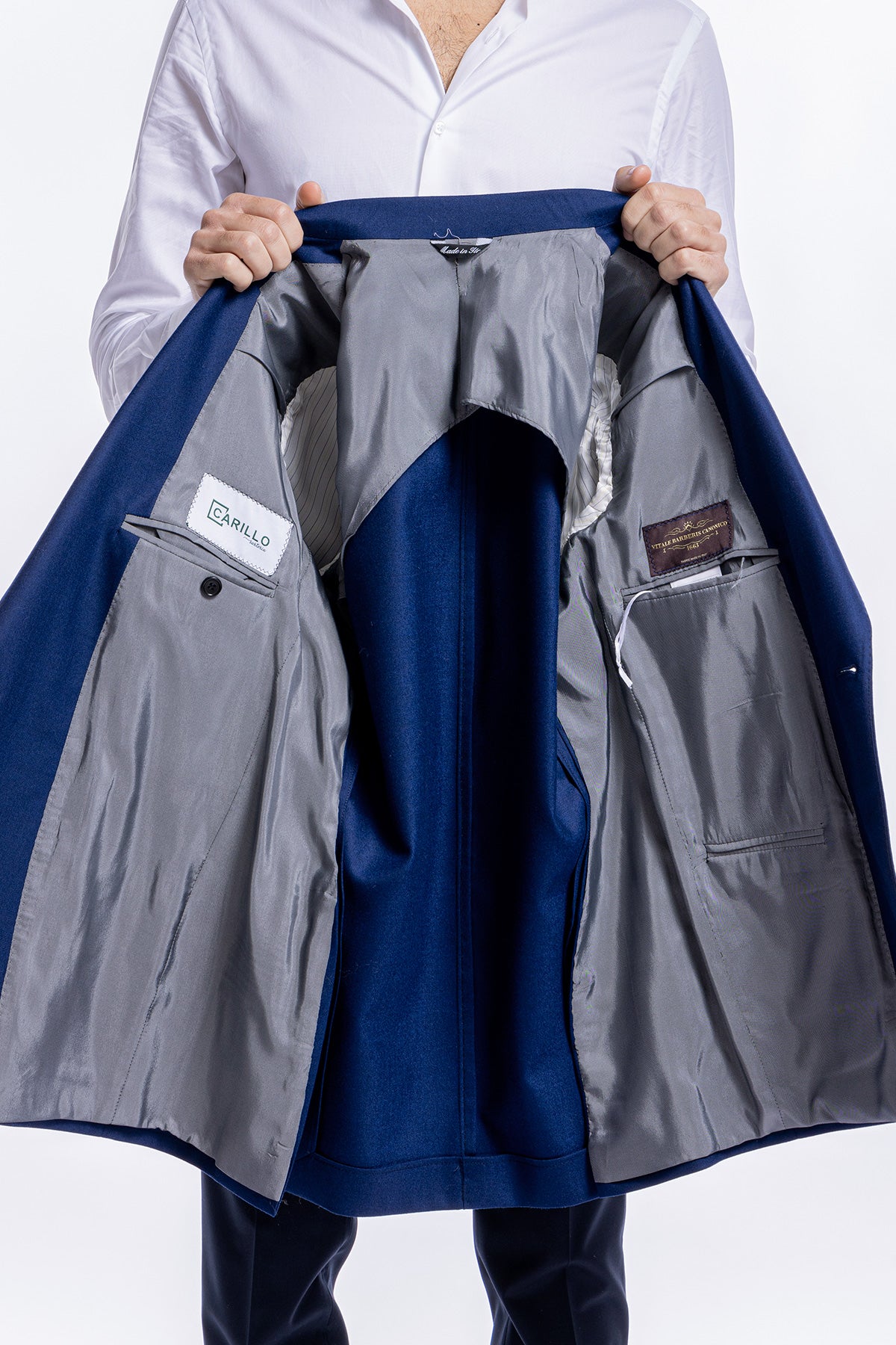 Giacca uomo monopetto royal blu in in lana Holland & Sherry slim fit rever largo