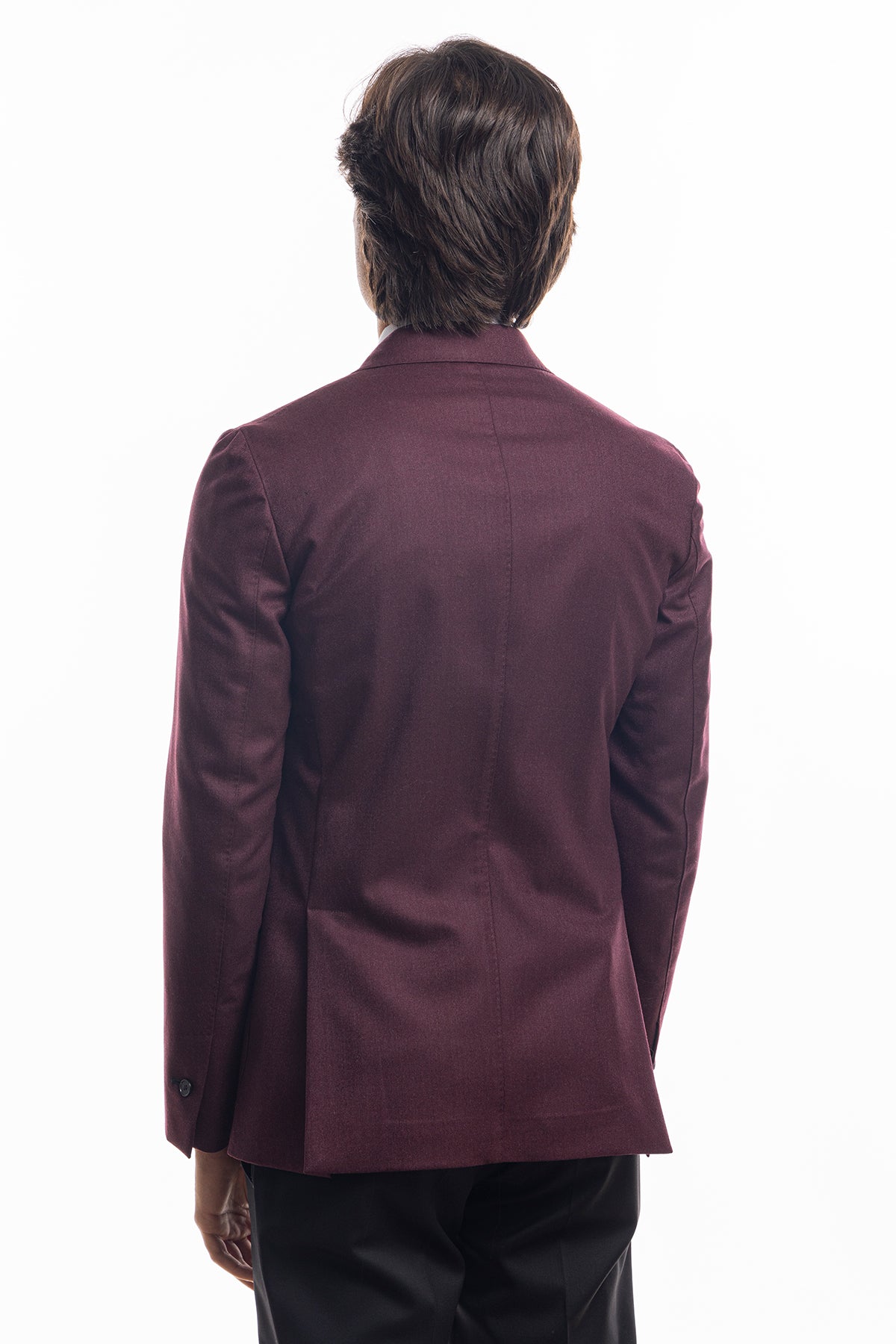 Giacca uomo Doppiopetto Bordeaux in in lana flanella Holland & Sherry slim fit rever largo