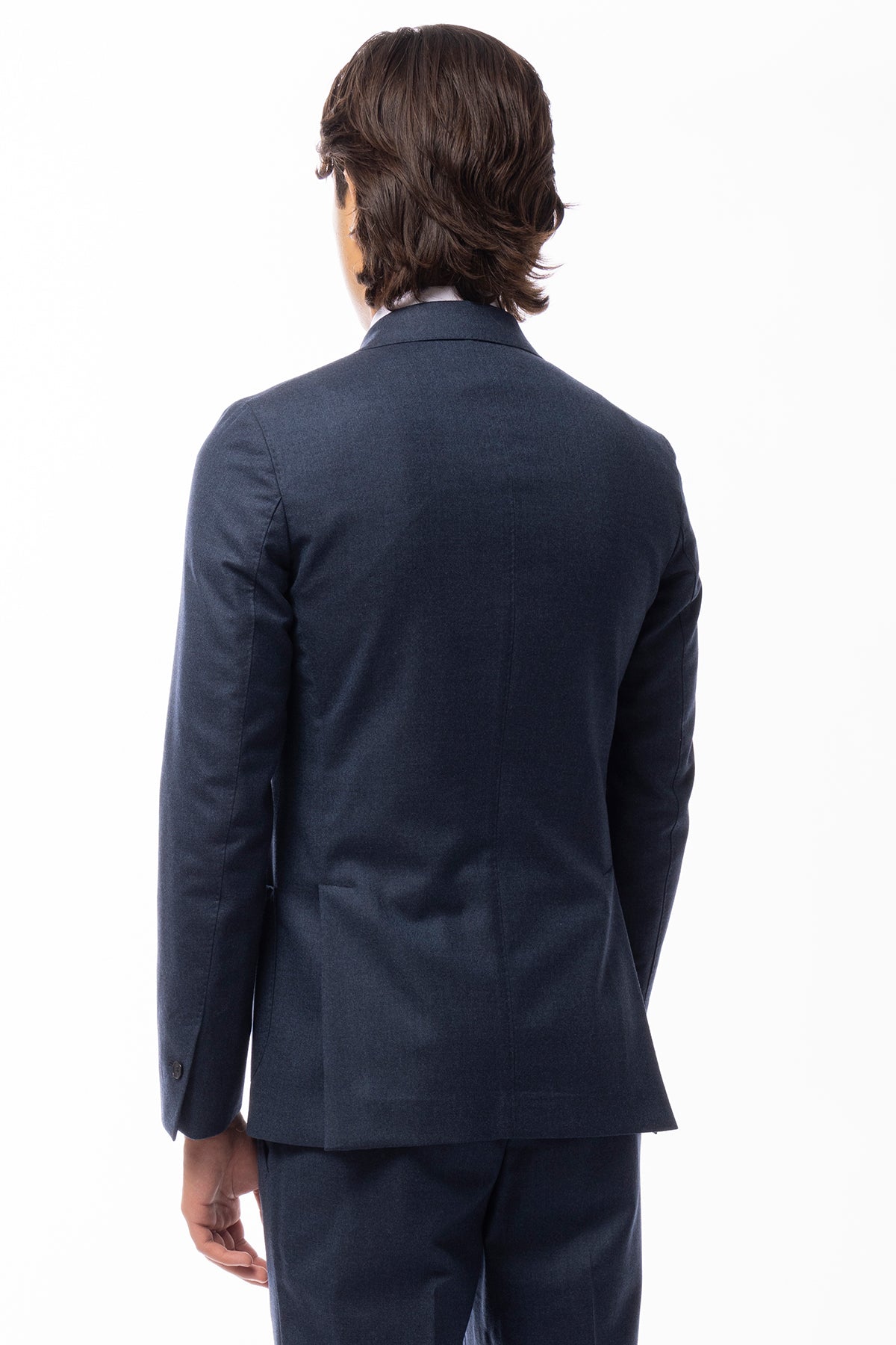 Giacca uomo Doppiopetto Denim in in lana flanella Holland & Sherry slim fit rever largo