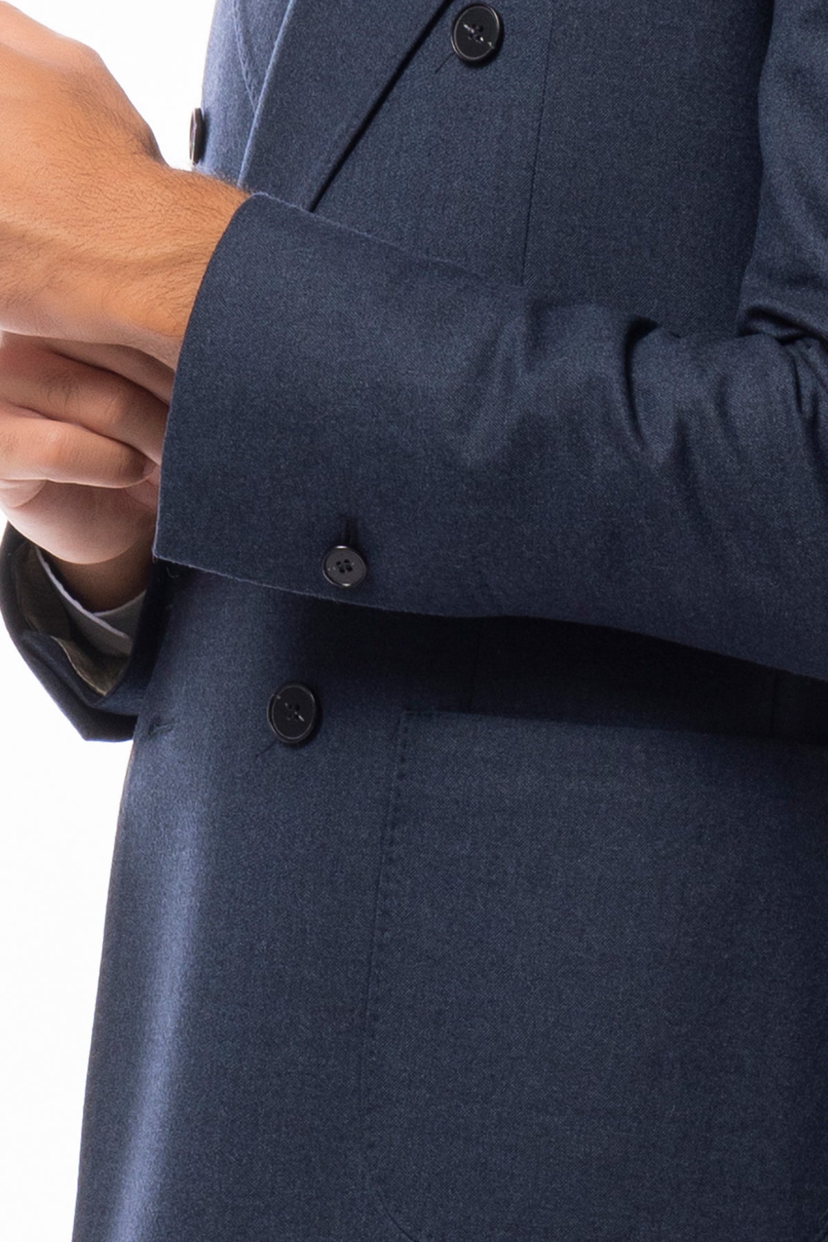 Giacca uomo Doppiopetto Denim in in lana flanella Holland & Sherry slim fit rever largo