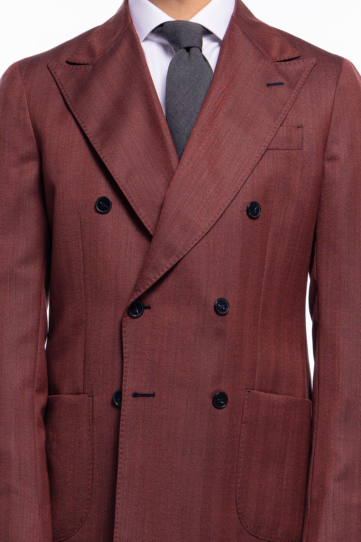 Giacca uomo Doppiopetto rossa spigata in fresco lana Vitale Barberis Canonico sartoriale slim fit rever largo