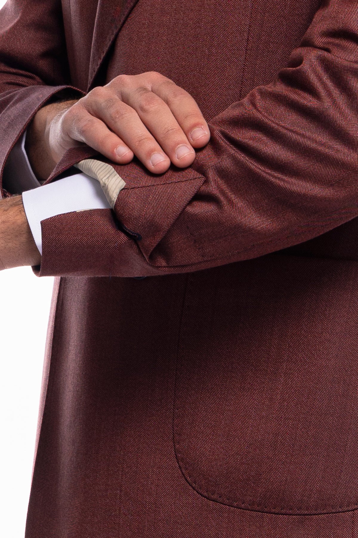 Giacca uomo Doppiopetto rossa spigata in fresco lana Vitale Barberis Canonico sartoriale slim fit rever largo