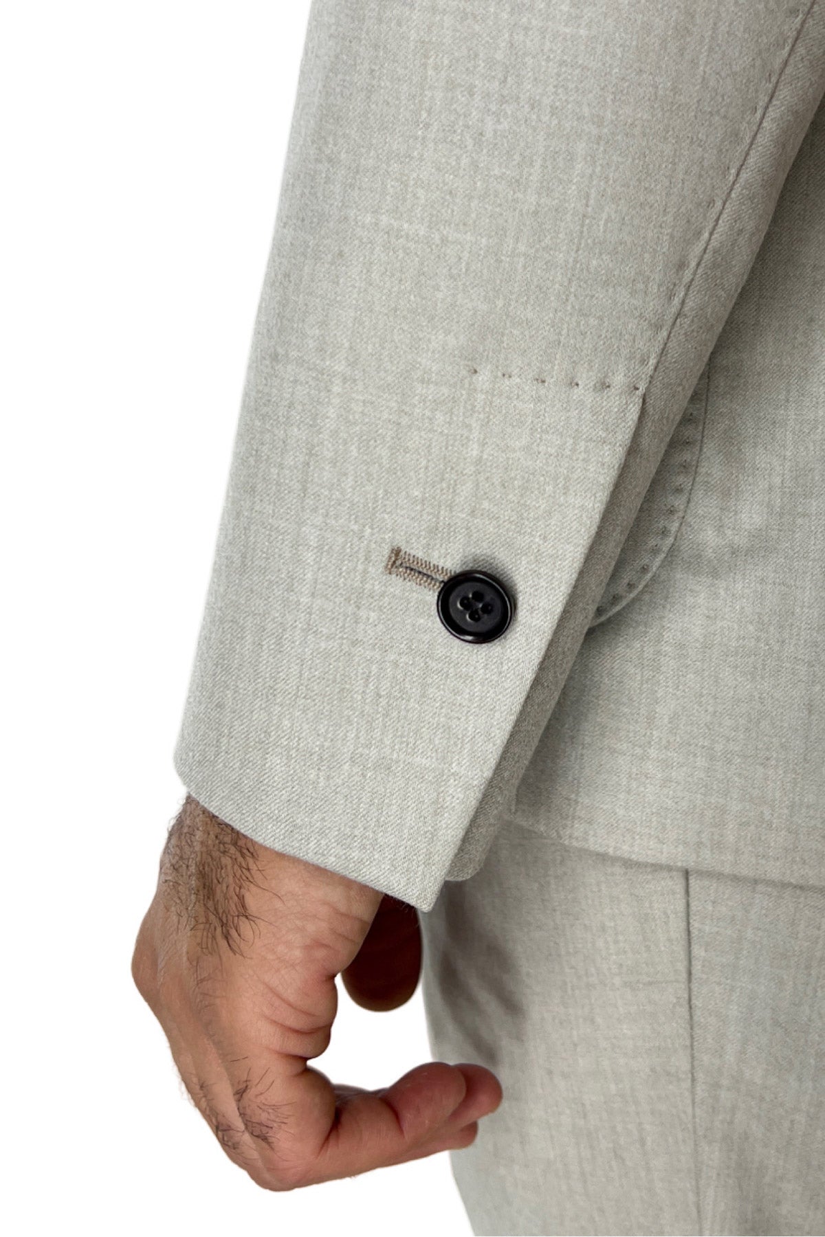 Giacca uomo Doppiopetto beige in lana Flanella Vitale Barberis Canonico slim fit rever largo sartoriale