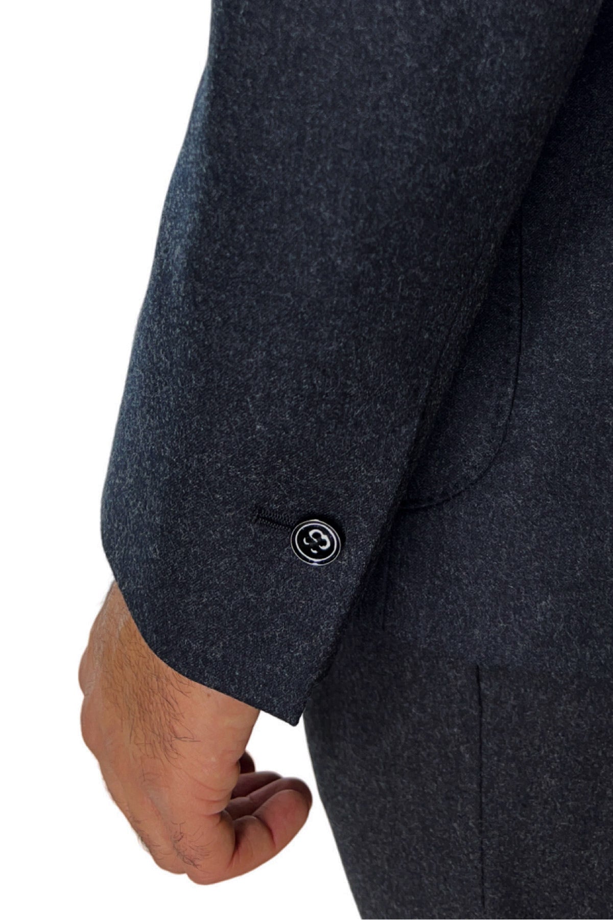 Giacca uomo Doppiopetto grigio scuro in lana Flanella Vitale Barberis Canonico slim fit rever largo sartoriale