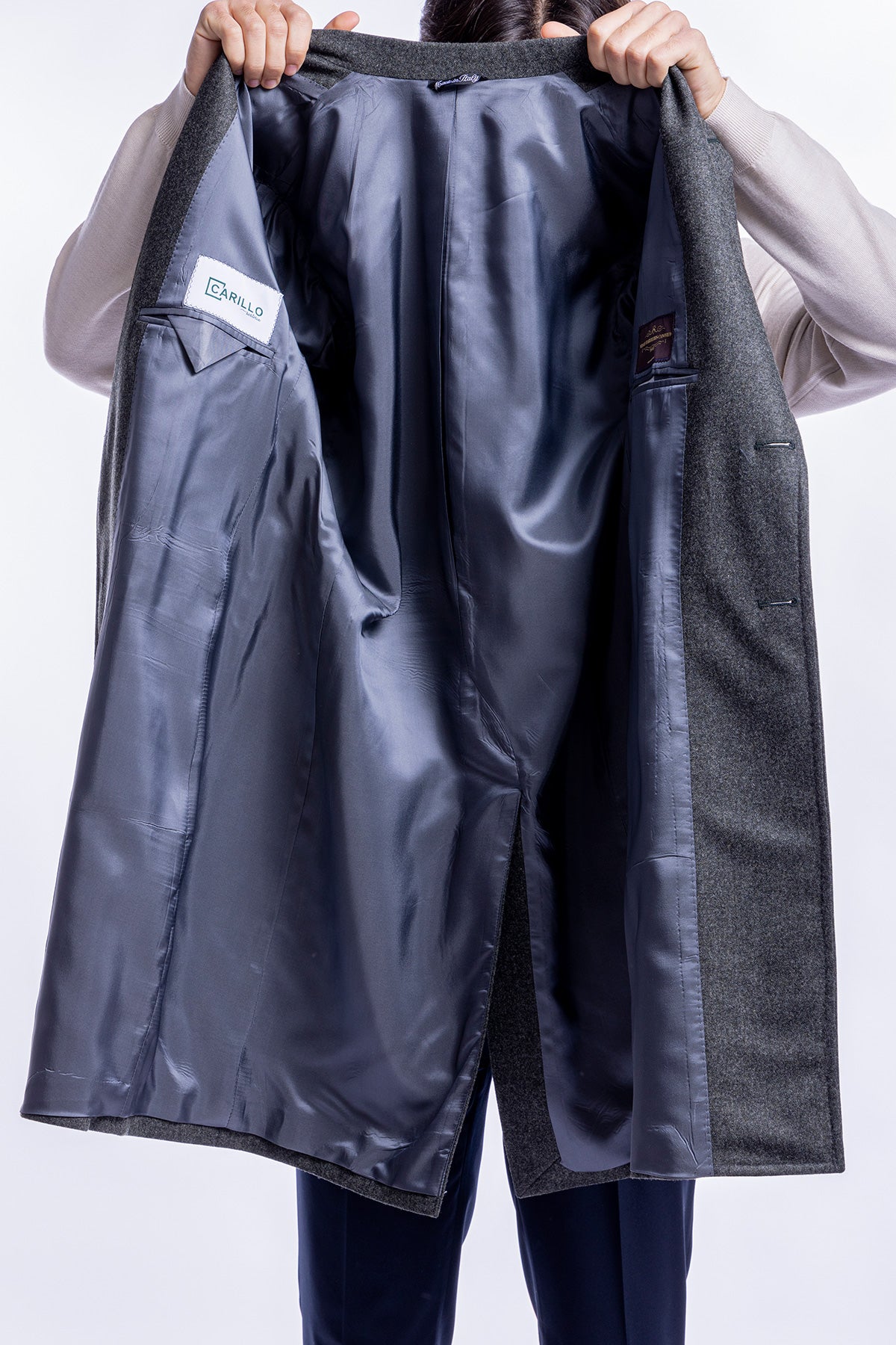 Cappotto uomo verde monopetto in lana Vitale Barberis Canonico rever largo