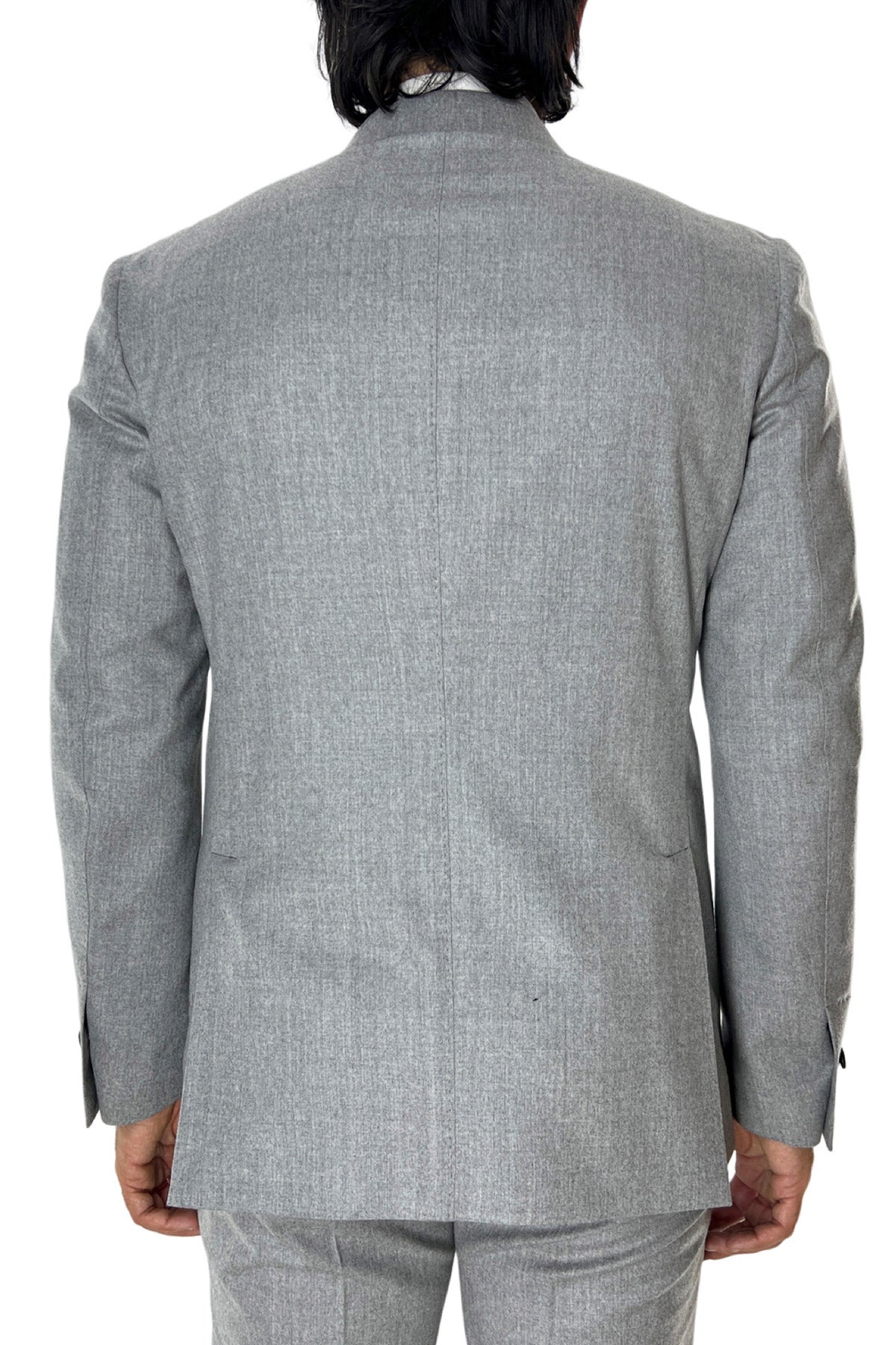 Giacca uomo doppiopetto grigio chiaro in lana sartoriale slim fit rever largo vitale barberis canonico.
