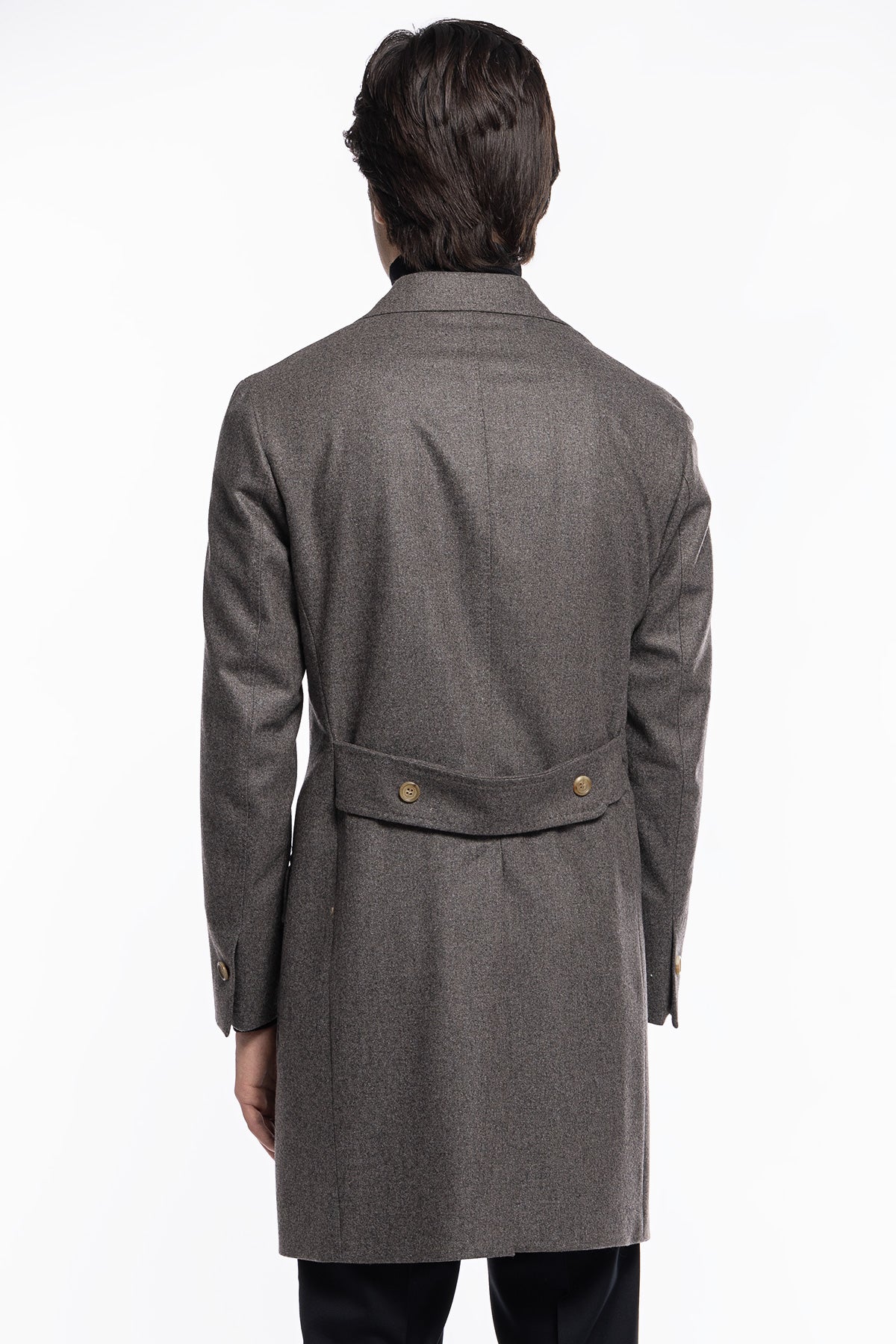 Cappotto uomo grigio doppiopetto in lana Vitale Barberis Canonico rever largo