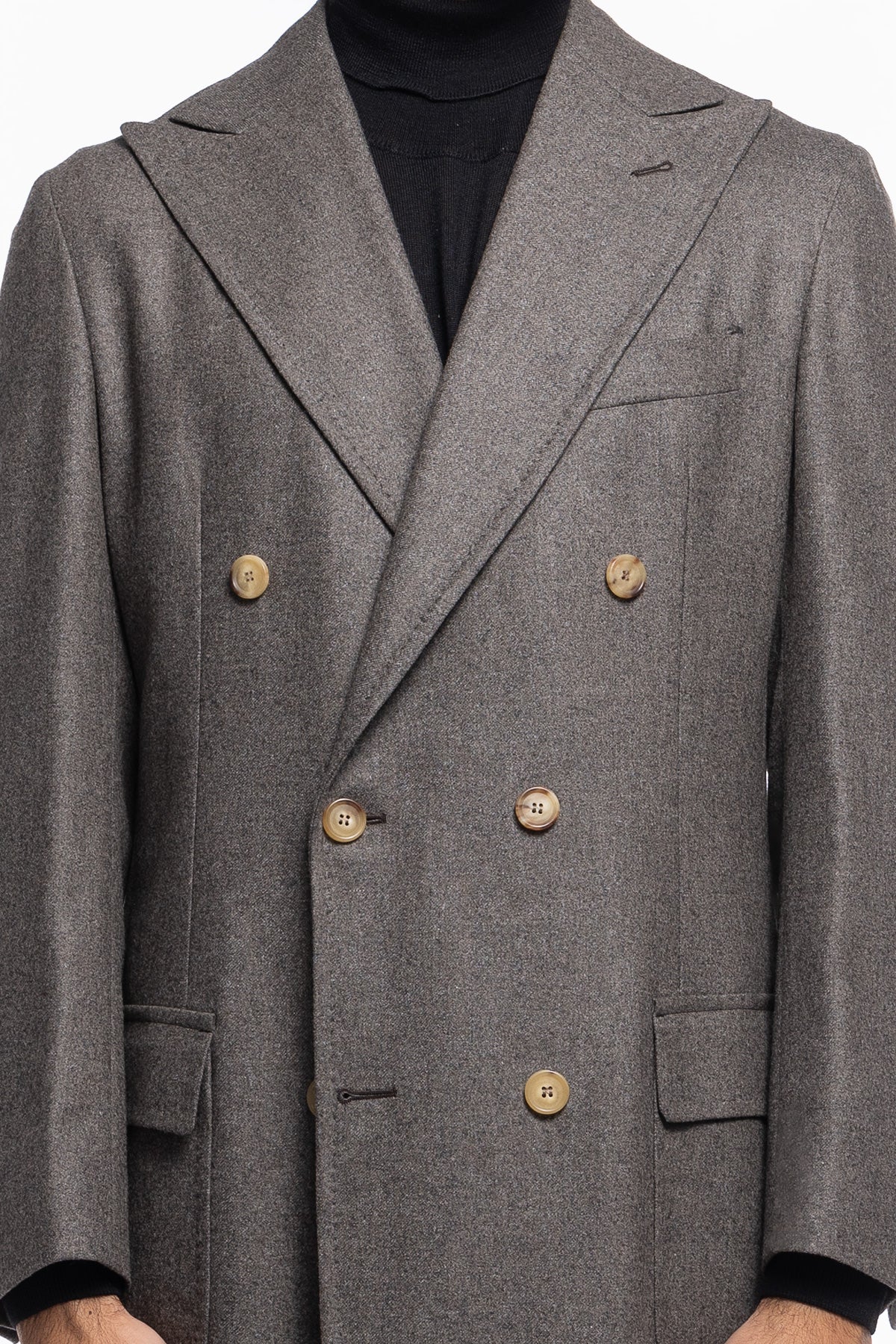 Cappotto uomo grigio doppiopetto in lana Vitale Barberis Canonico rever largo