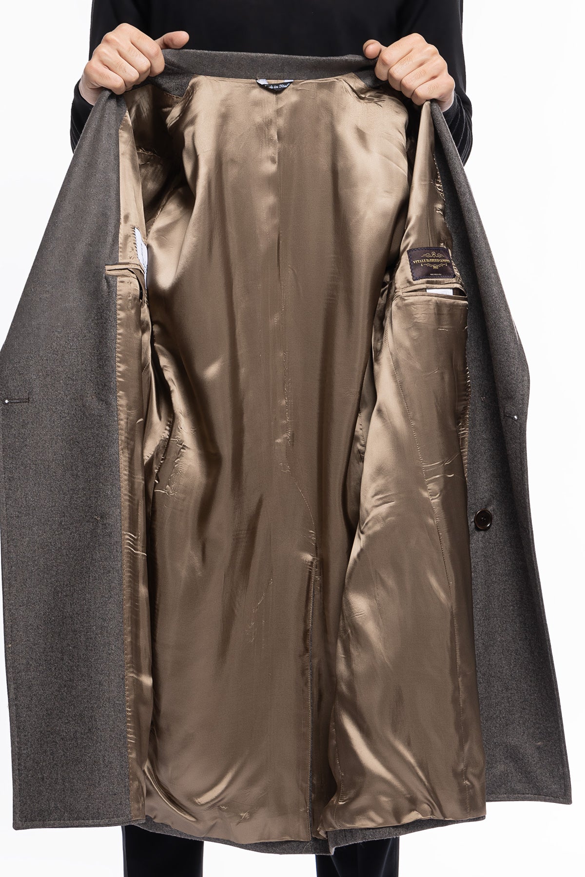Cappotto uomo grigio monopetto in lana Vitale Barberis Canonico rever largo