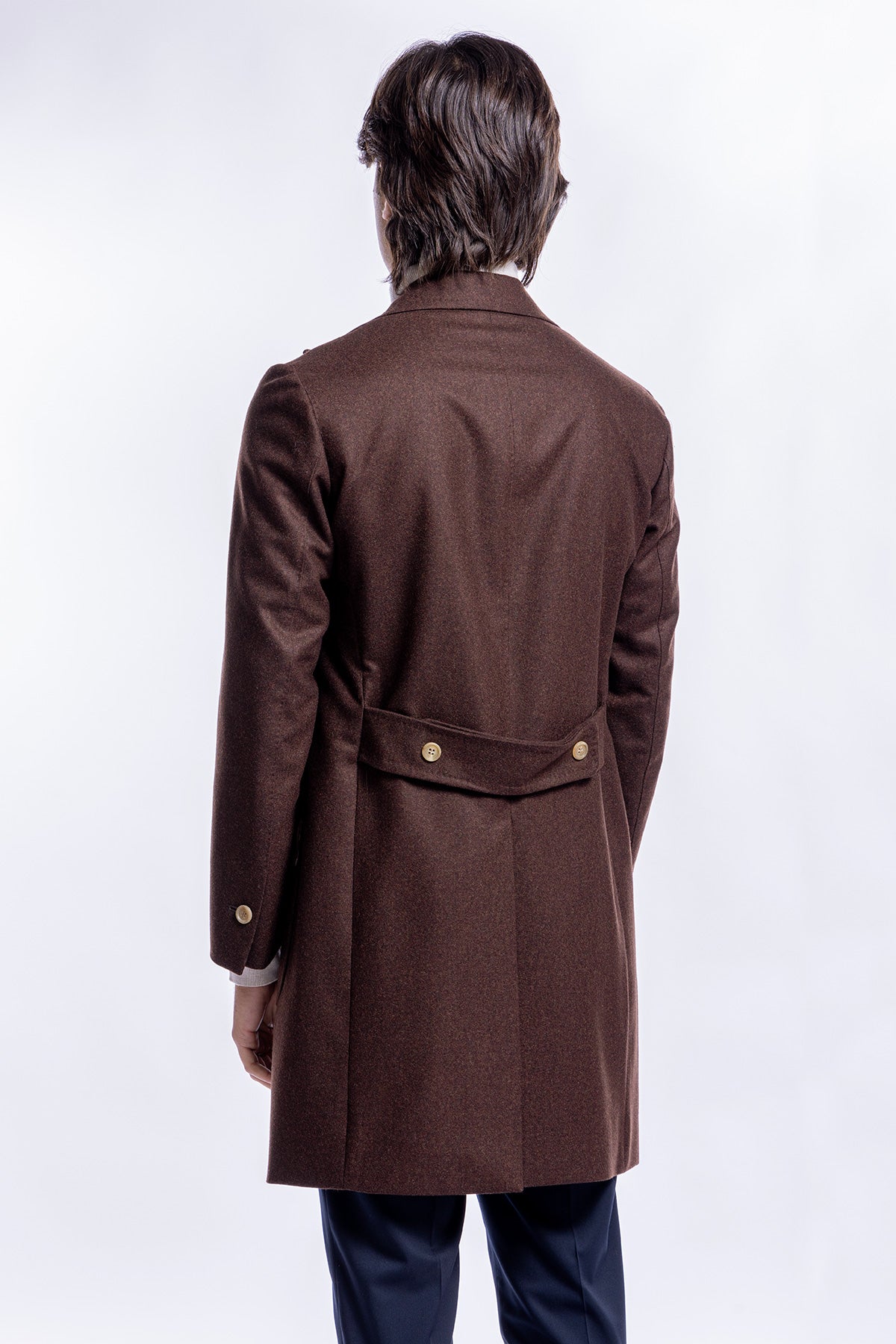 Cappotto uomo marrone doppiopetto in lana Vitale Barberis Canonico rever largo