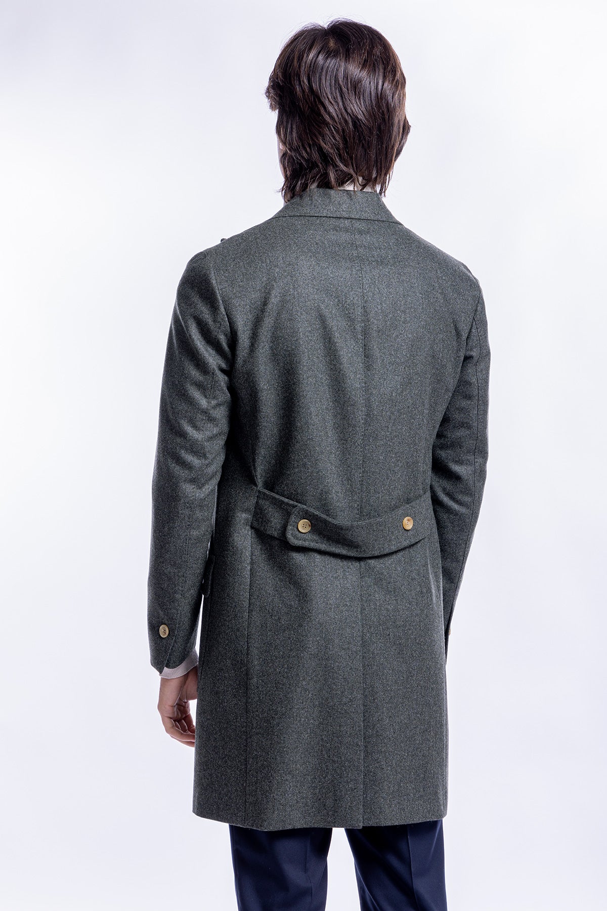 Cappotto uomo verde doppiopetto in lana Vitale Barberis Canonico rever largo