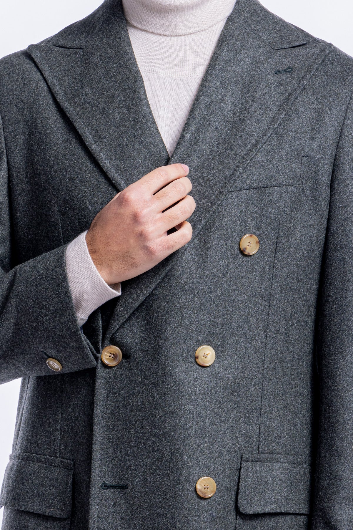Cappotto uomo verde doppiopetto in lana Vitale Barberis Canonico rever largo