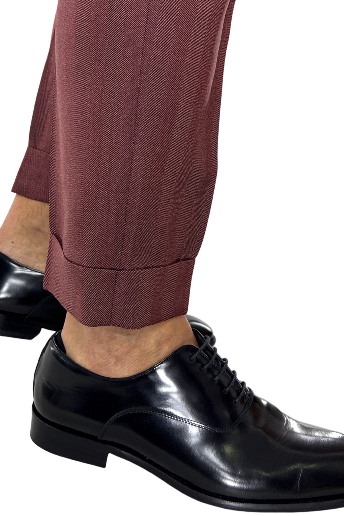 Pantalone uomo vita alta rosso tasca america in fresco lana con pinces e fibbie laterali Vitale Barberis Canonico