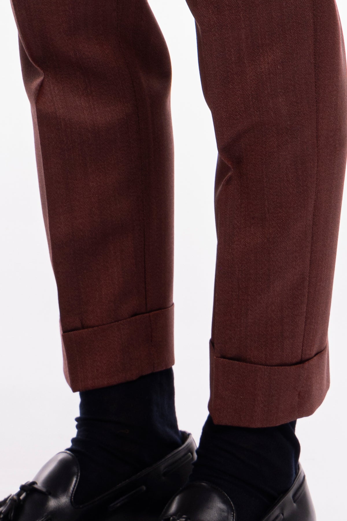 Pantalone uomo vita alta rosso tasca america in fresco lana con doppia pinces Vitale Barberis Canonico