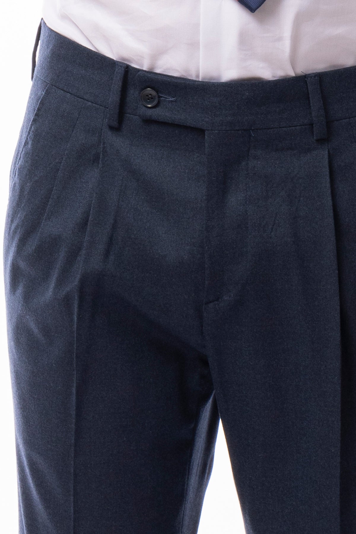 Pantalone uomo vita alta denim in lana Holland & Sherry tasca america con doppia pinces