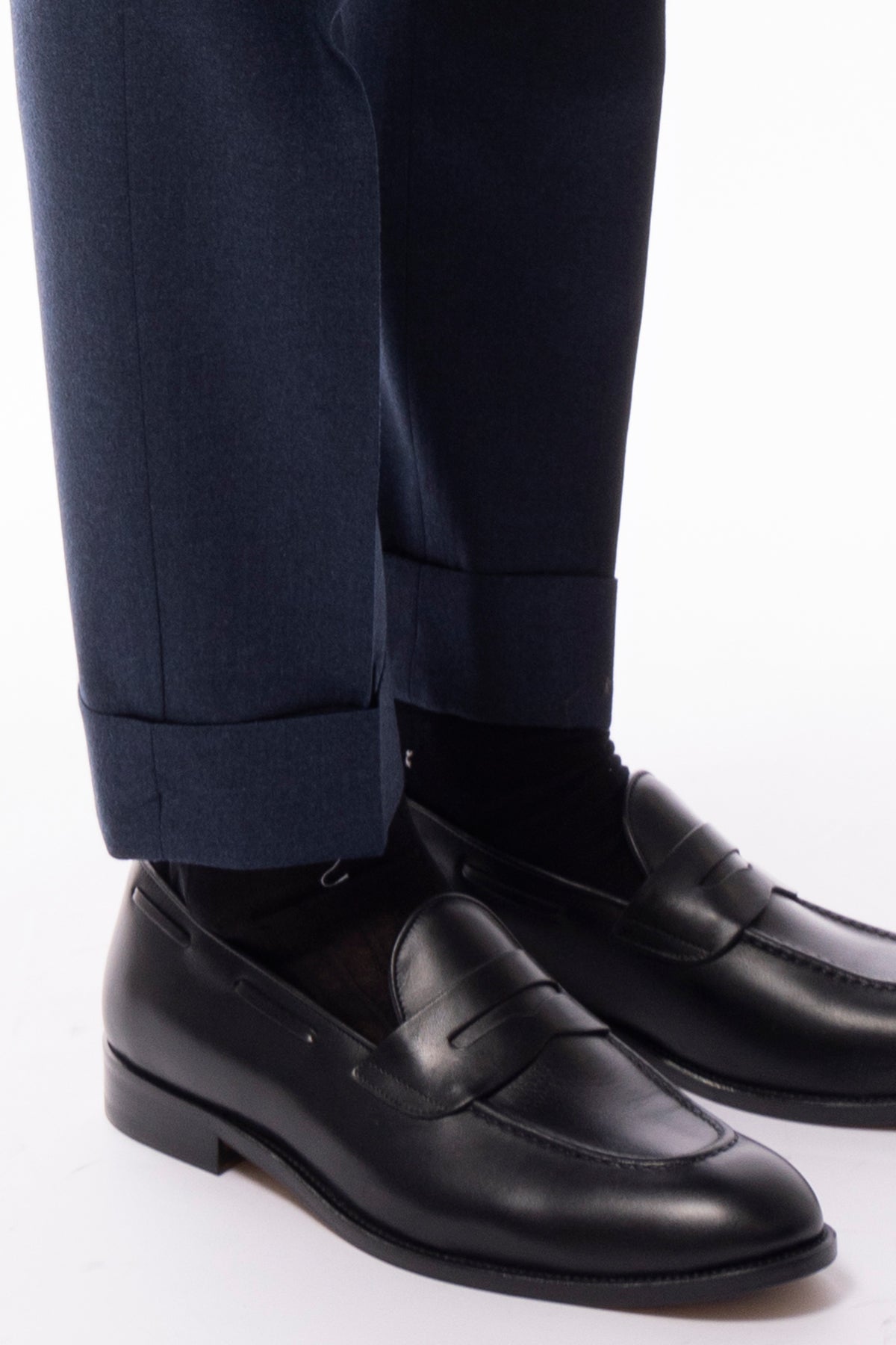 Pantalone uomo vita alta denim in lana Holland & Sherry tasca america con doppia pinces