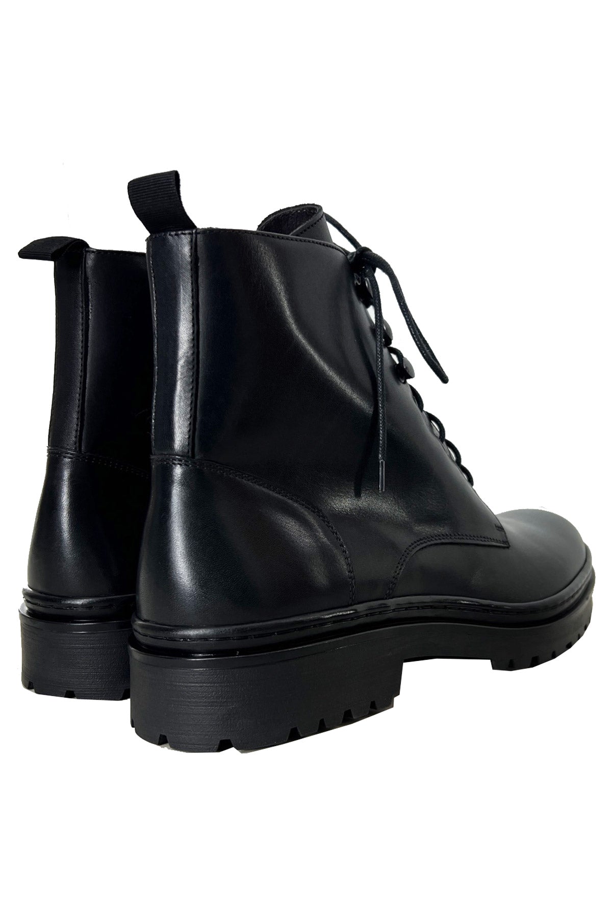Anfibi da uomo neri in vera pelle con cerniera laterale suola a carrarmato made in italy